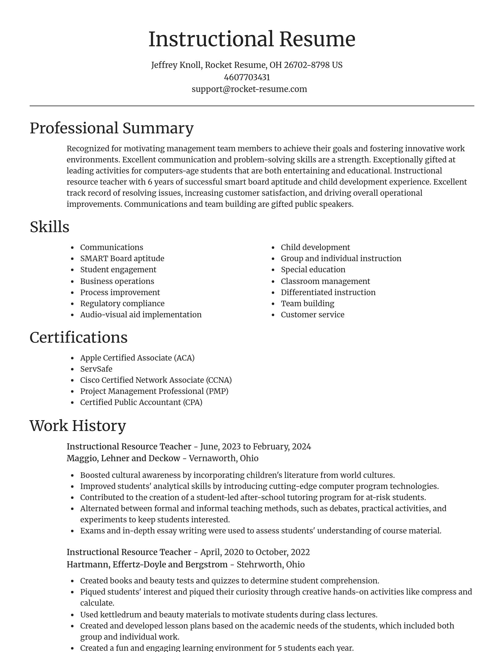 Focal Point resume template