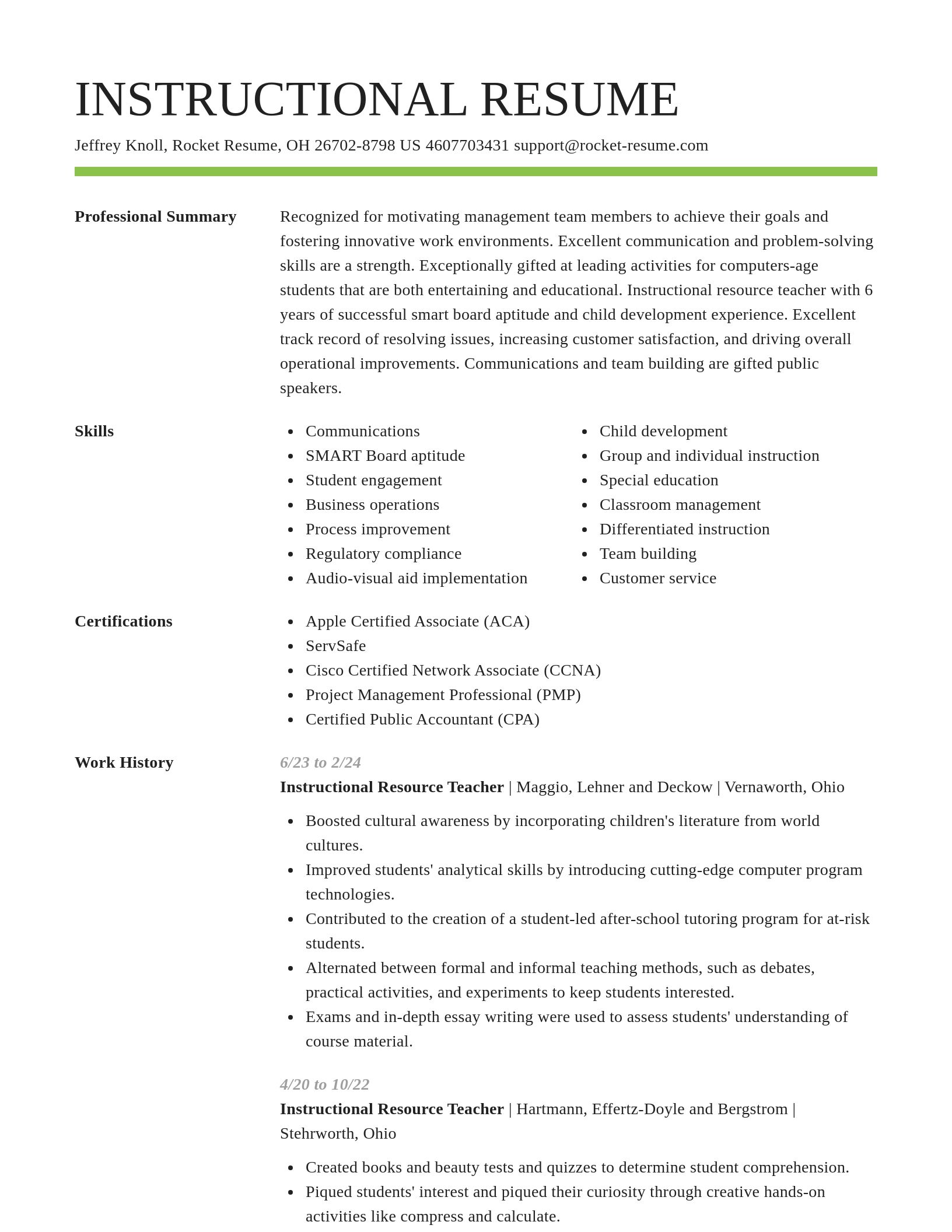 Smart resume template