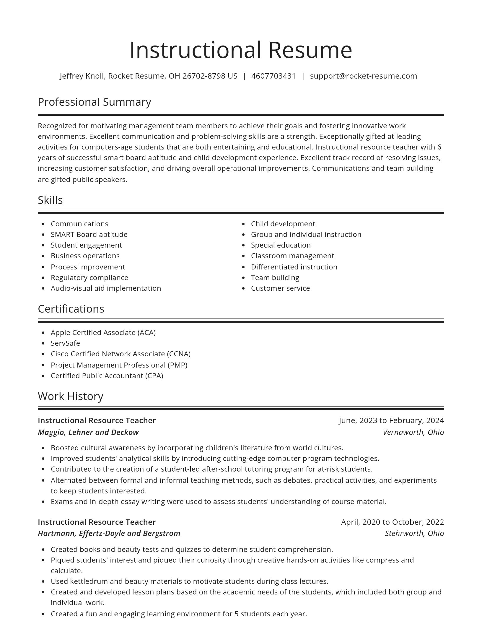 Spotlight resume template