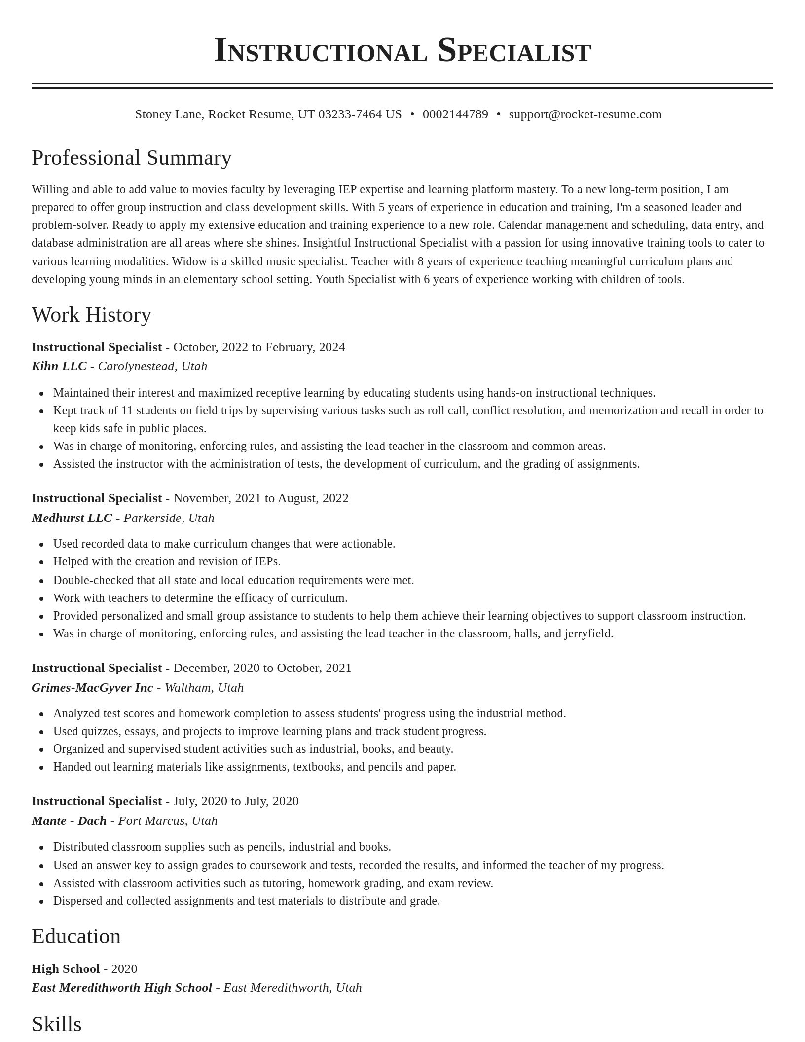 Classic resume template