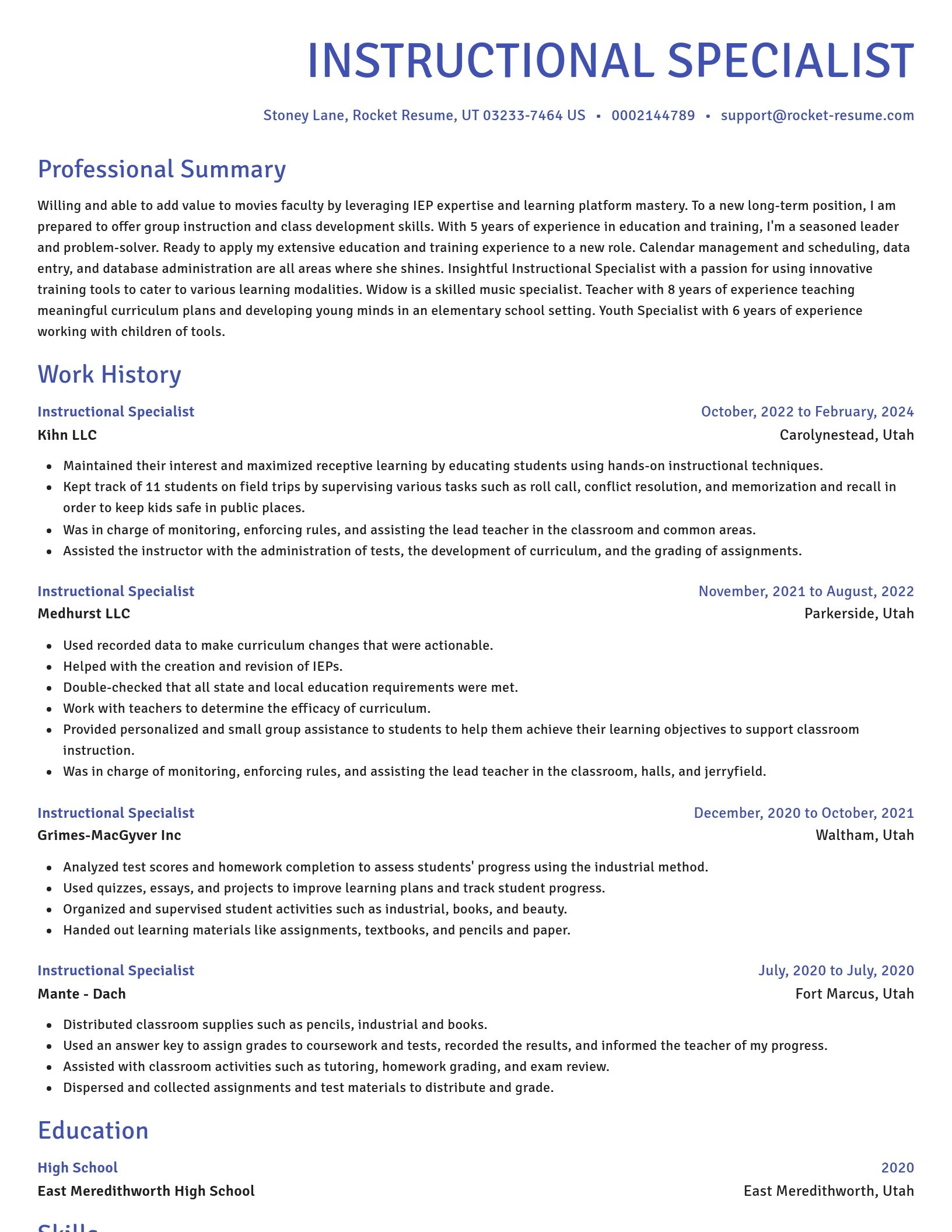 Novel resume template