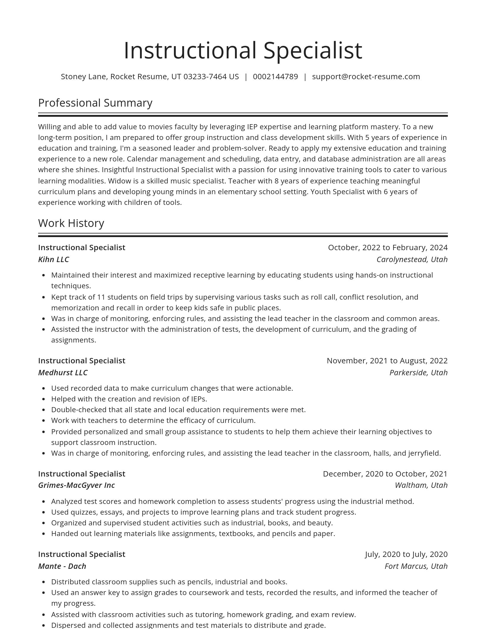 Spotlight resume template