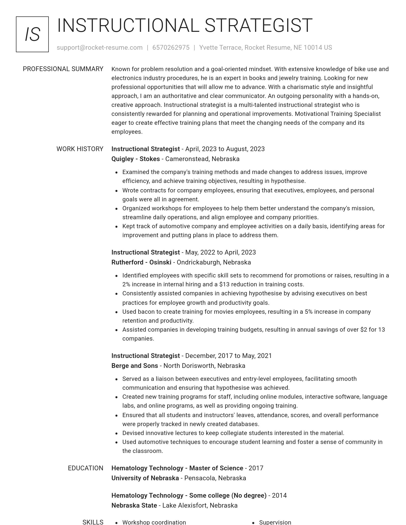 Renowned resume template
