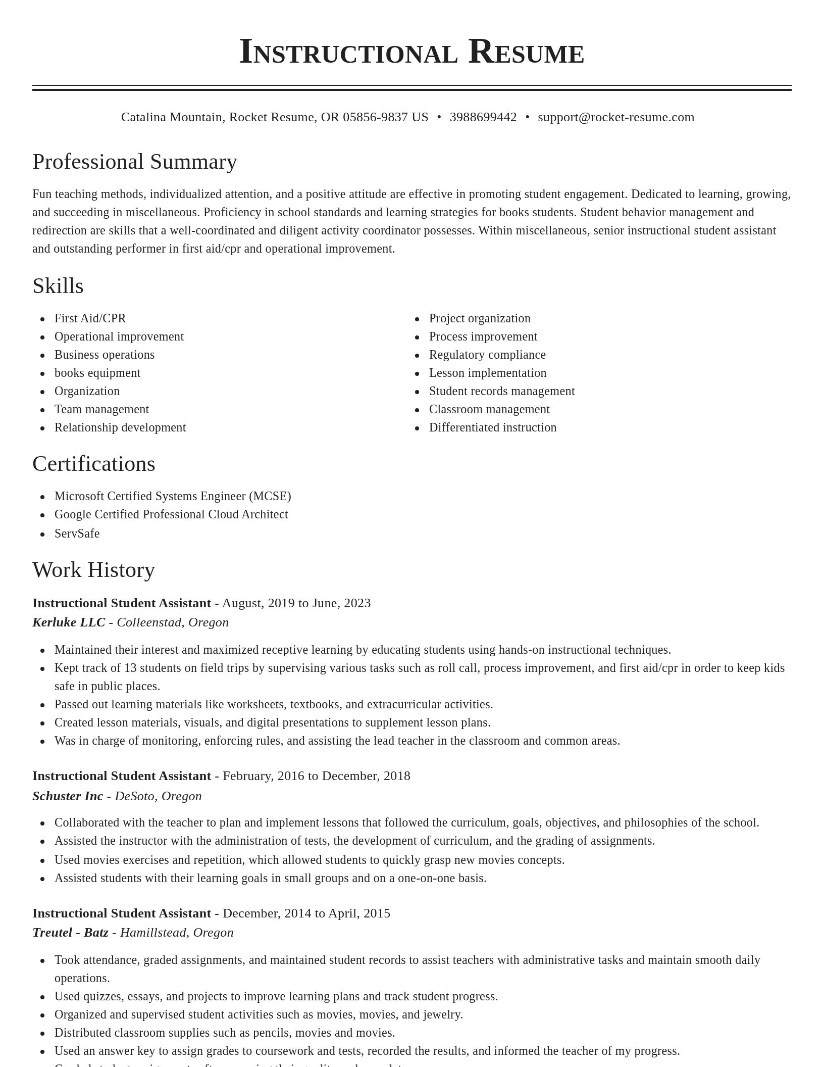 Classic resume template