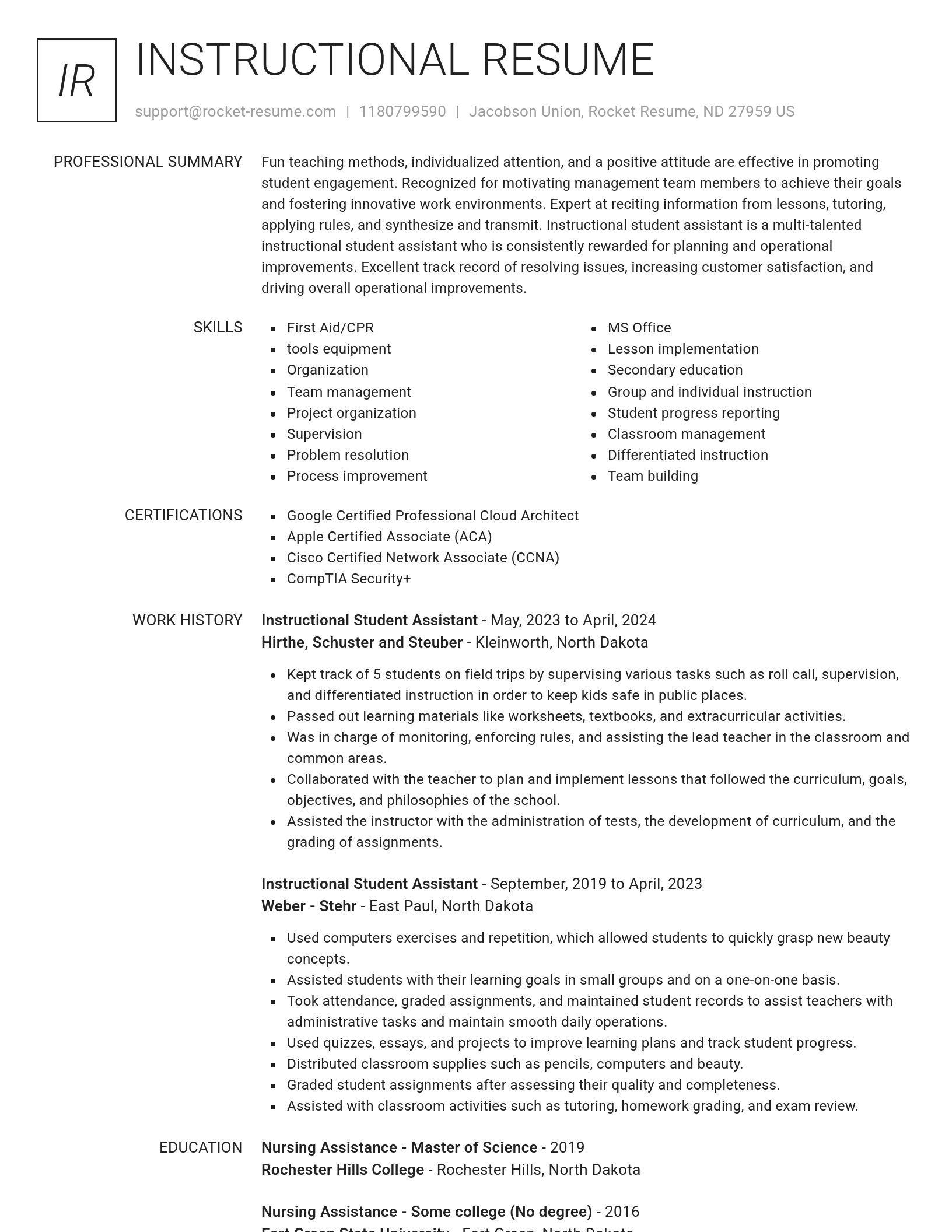 Renowned resume template
