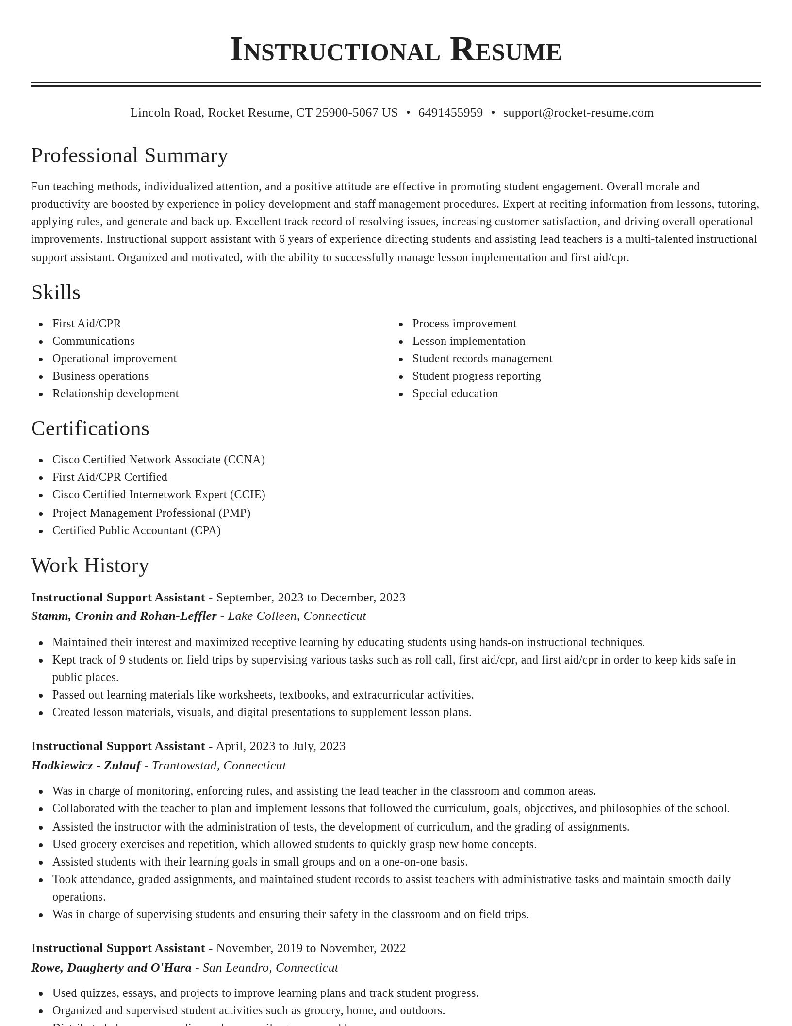 Classic resume template