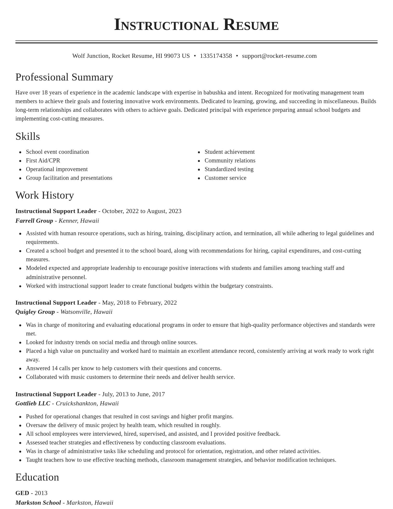 Classic resume template