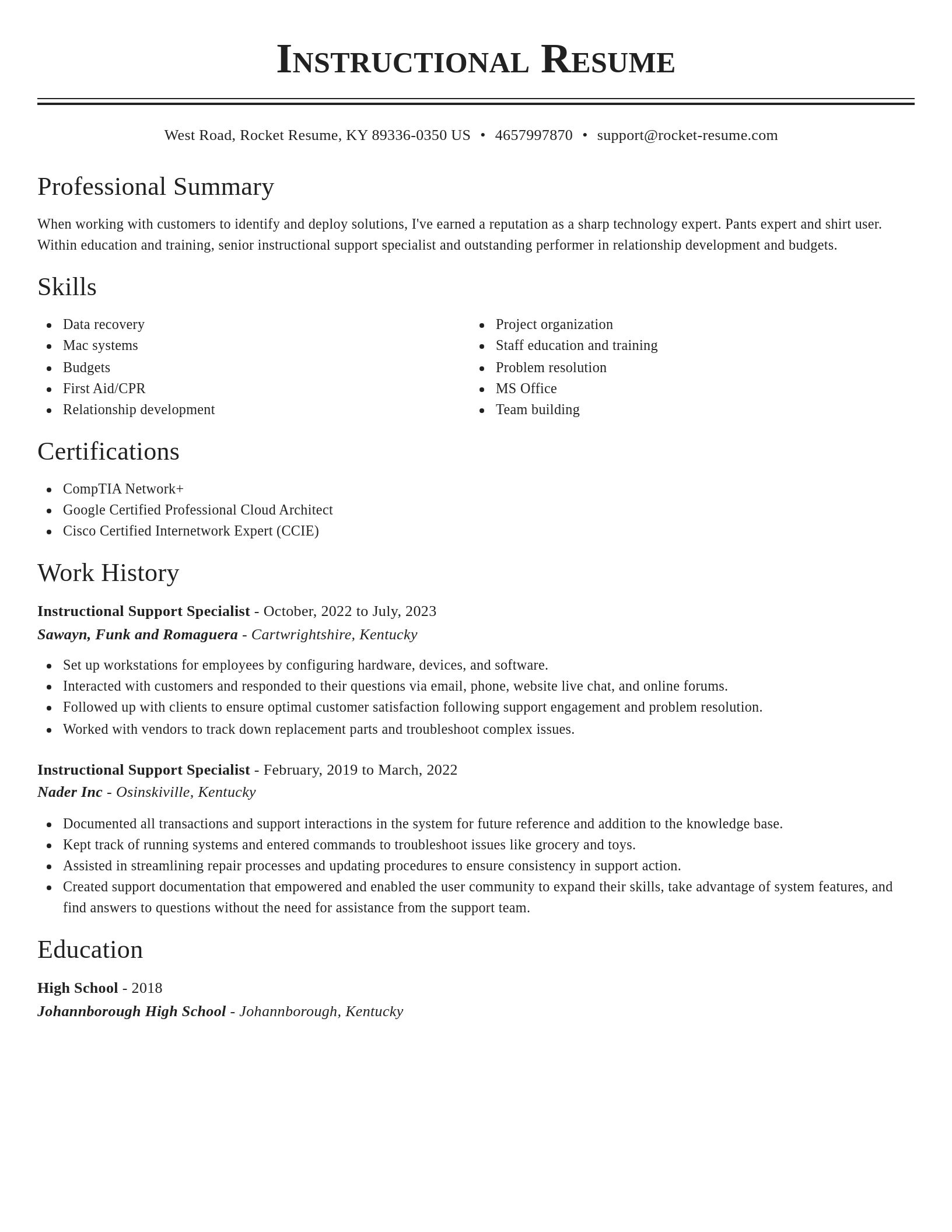 Classic resume template
