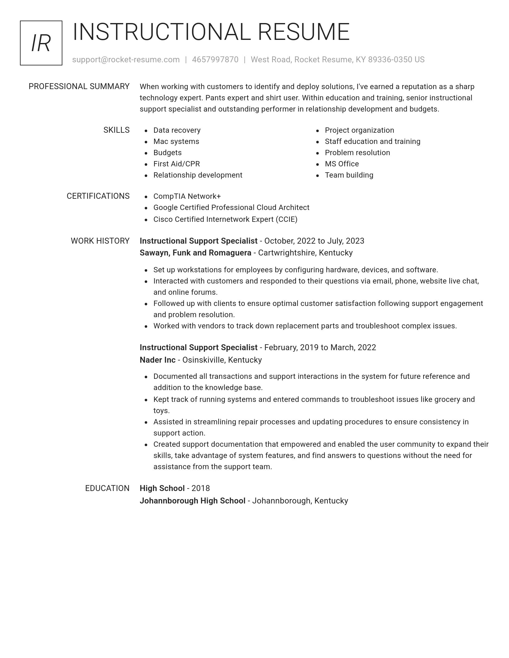 Renowned resume template