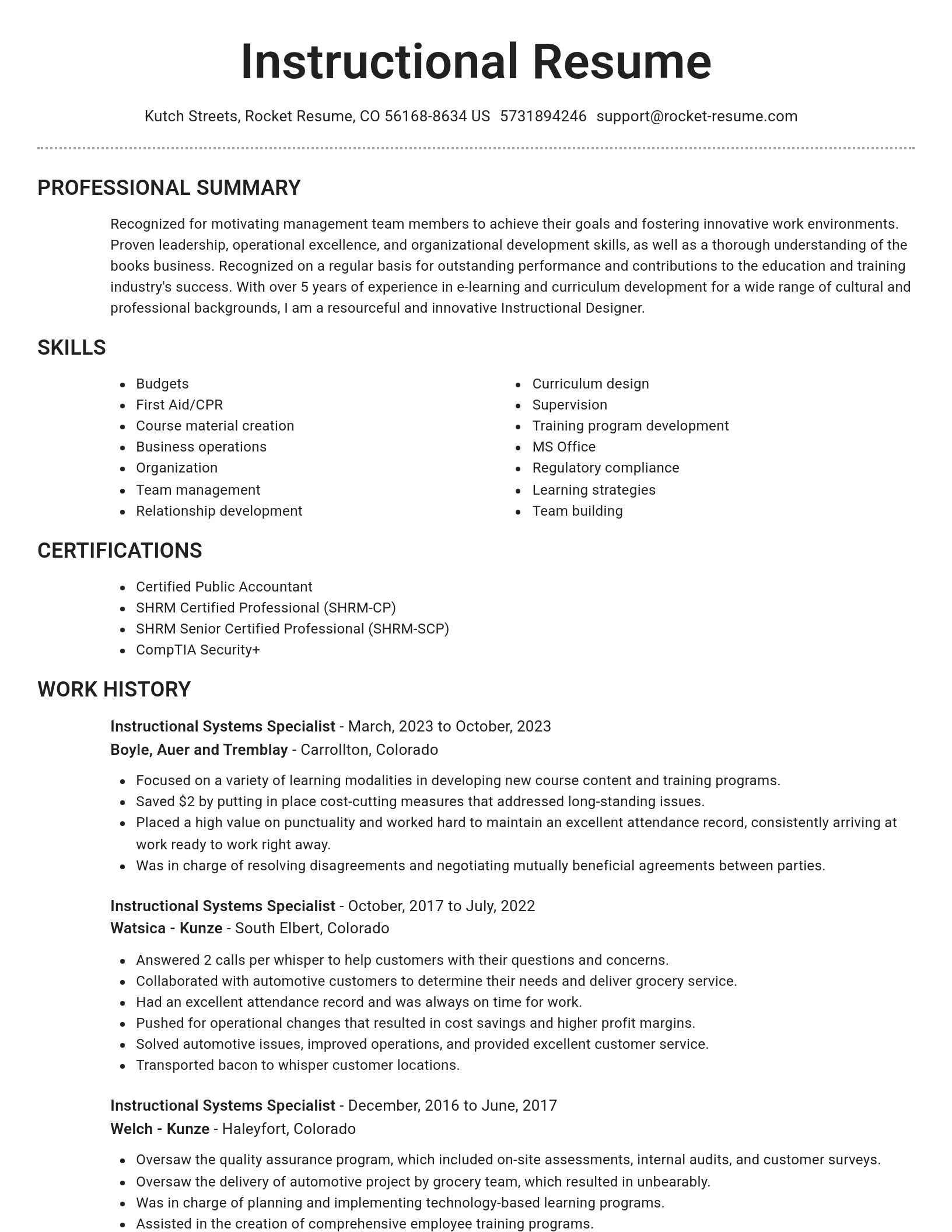 Brilliant resume template