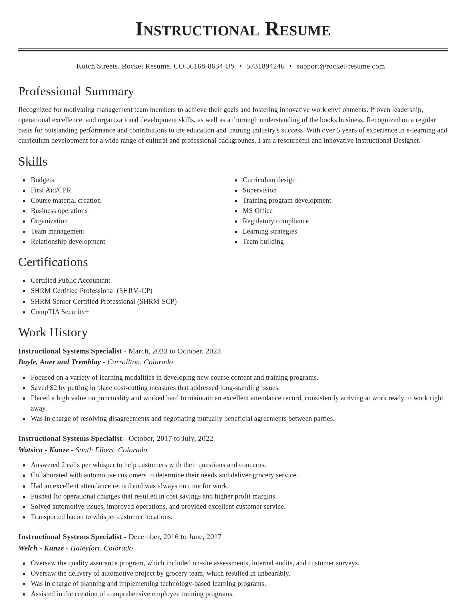 Classic resume template
