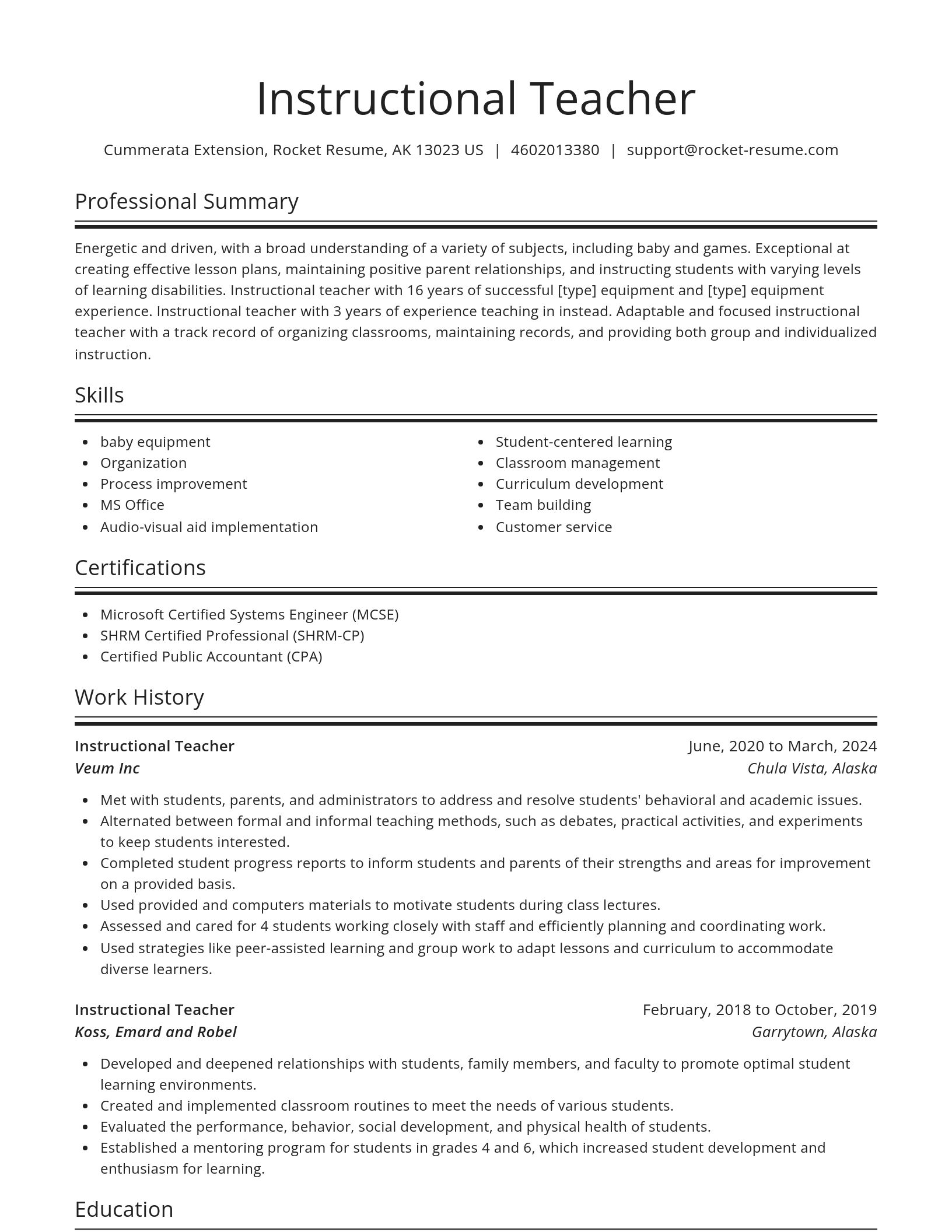 Spotlight resume template