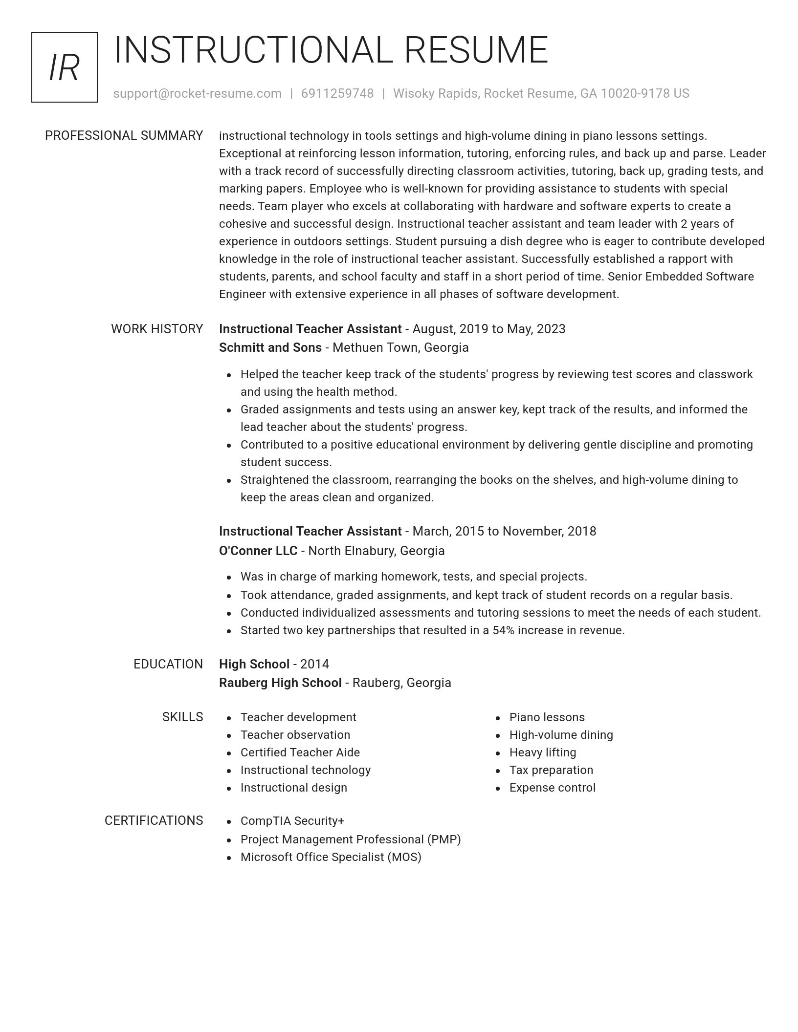 Renowned resume template