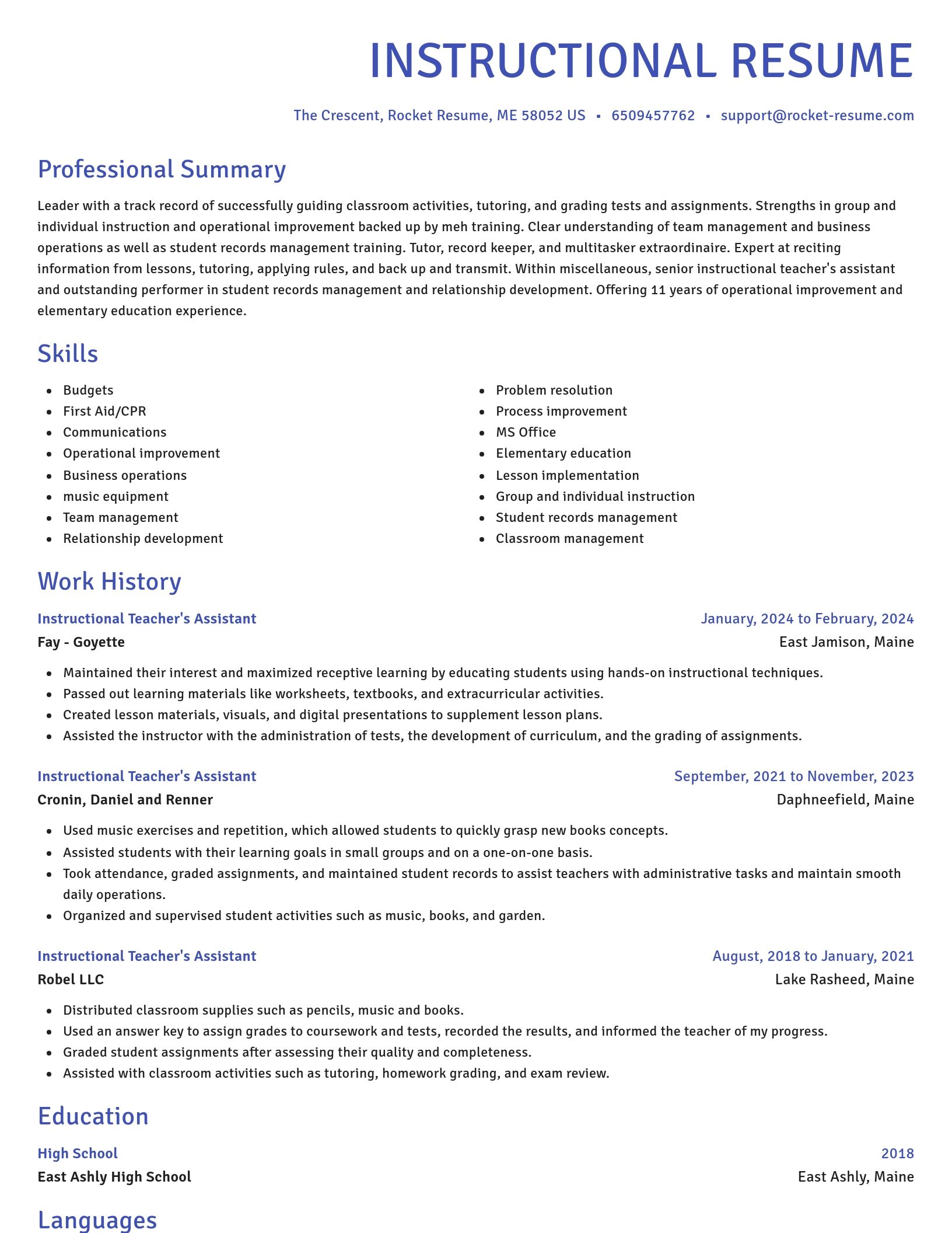Novel resume template