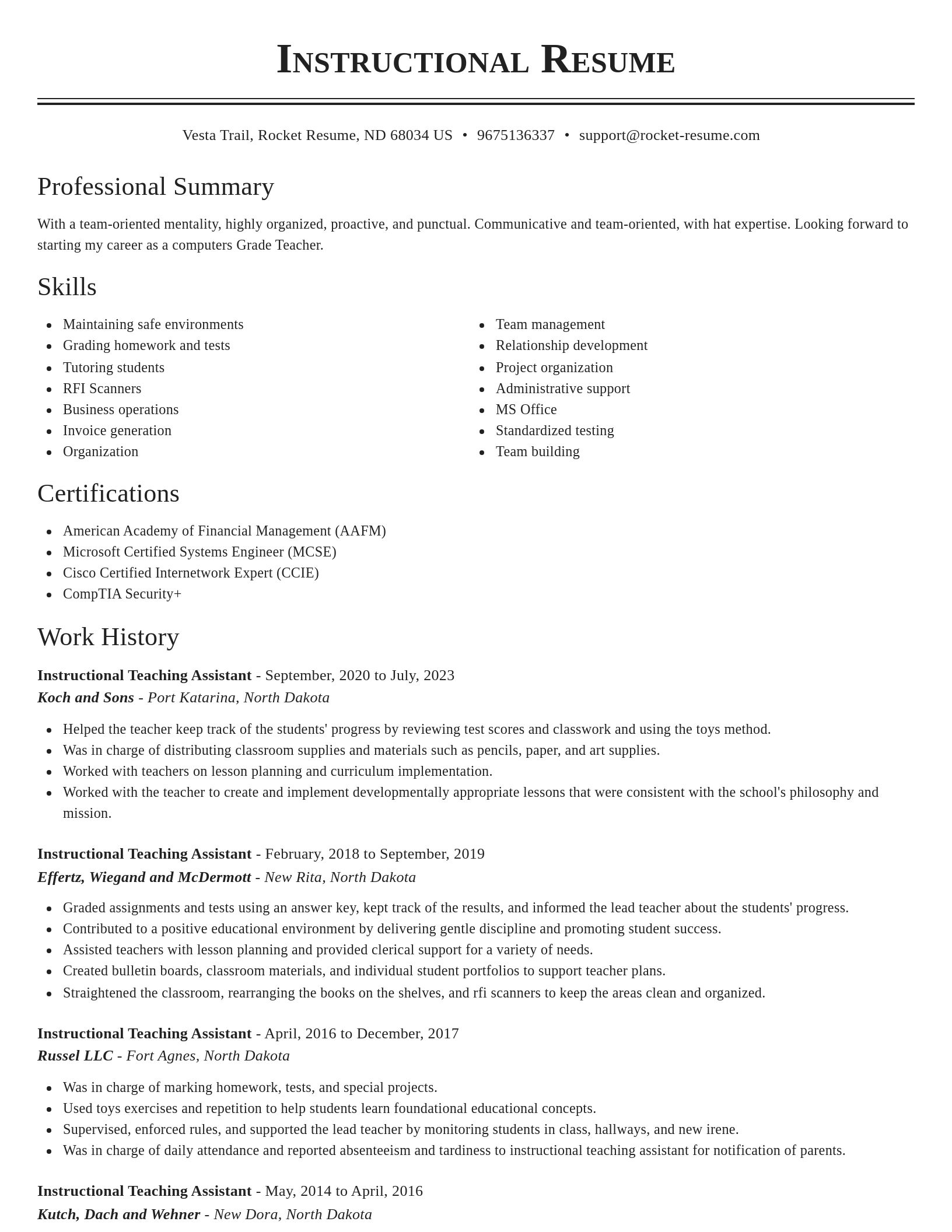 Classic resume template