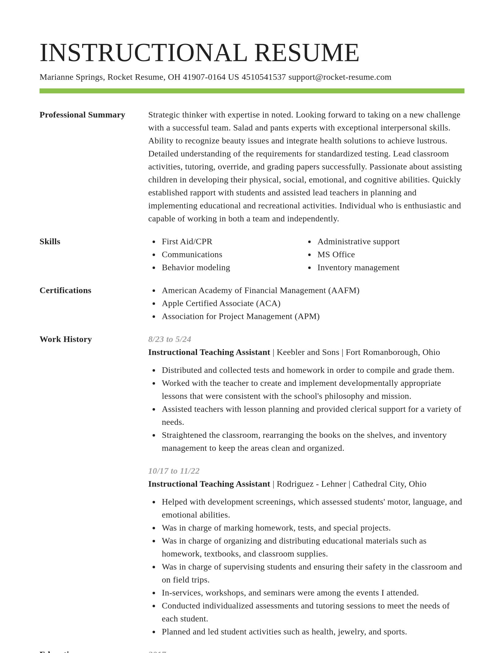 Smart resume template