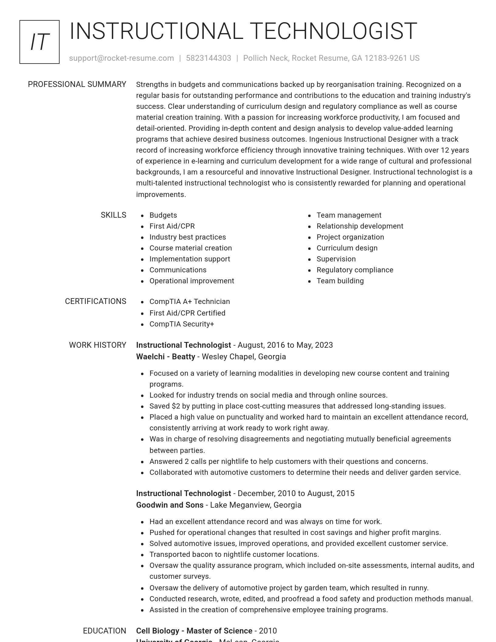 Renowned resume template