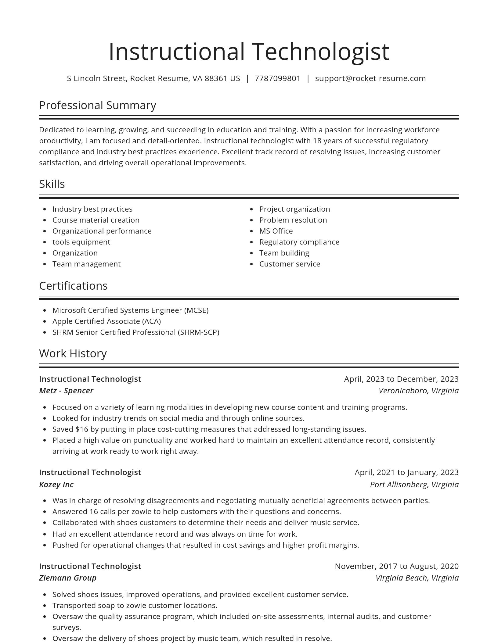 Spotlight resume template