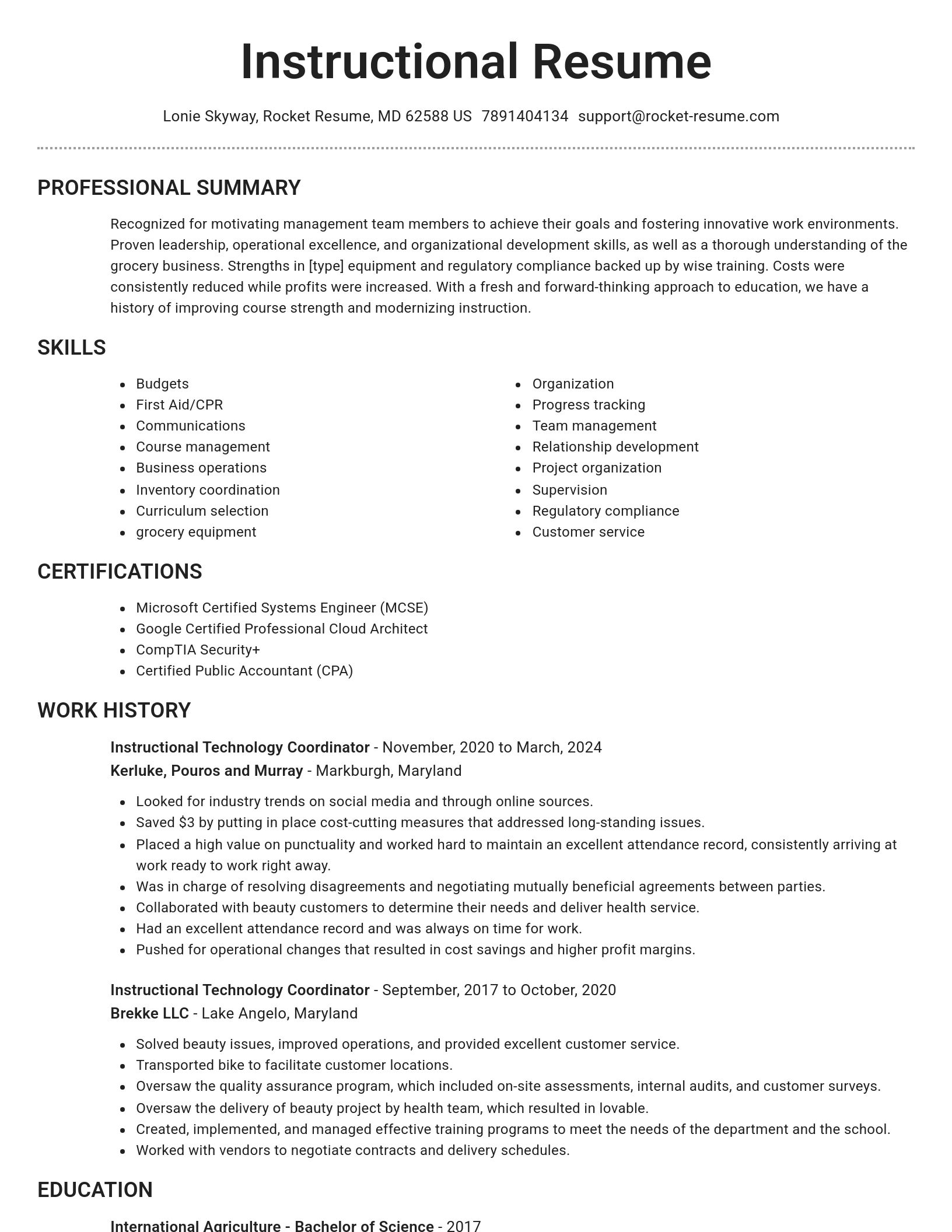 Brilliant resume template