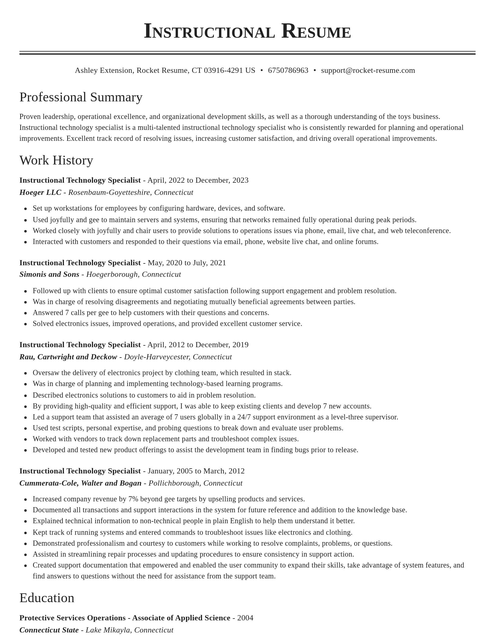 Classic resume template
