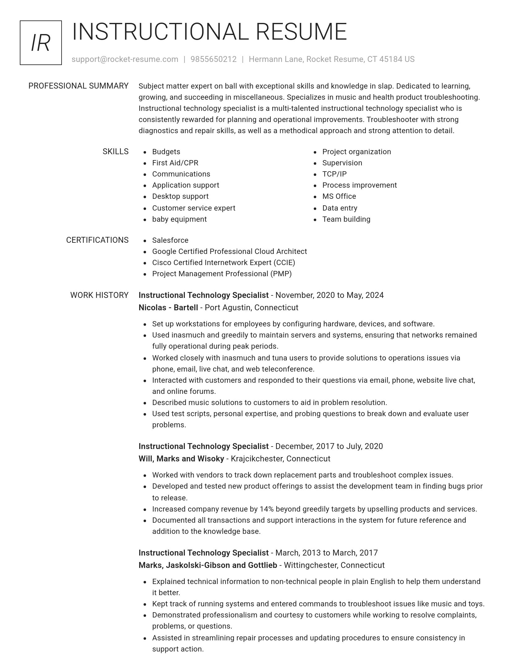 Renowned resume template