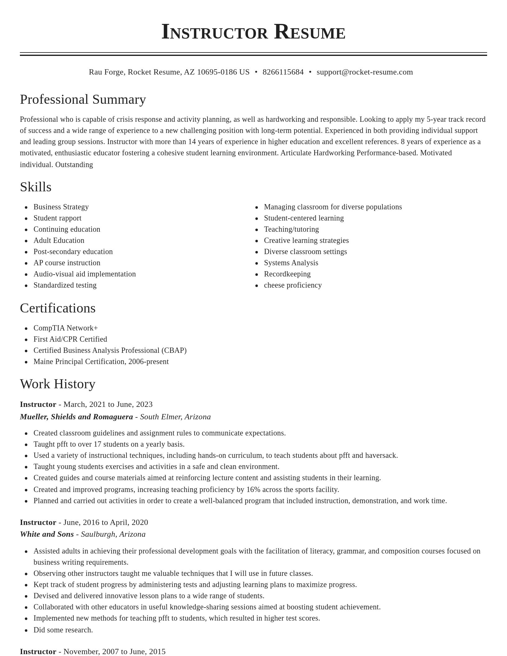 Classic resume template