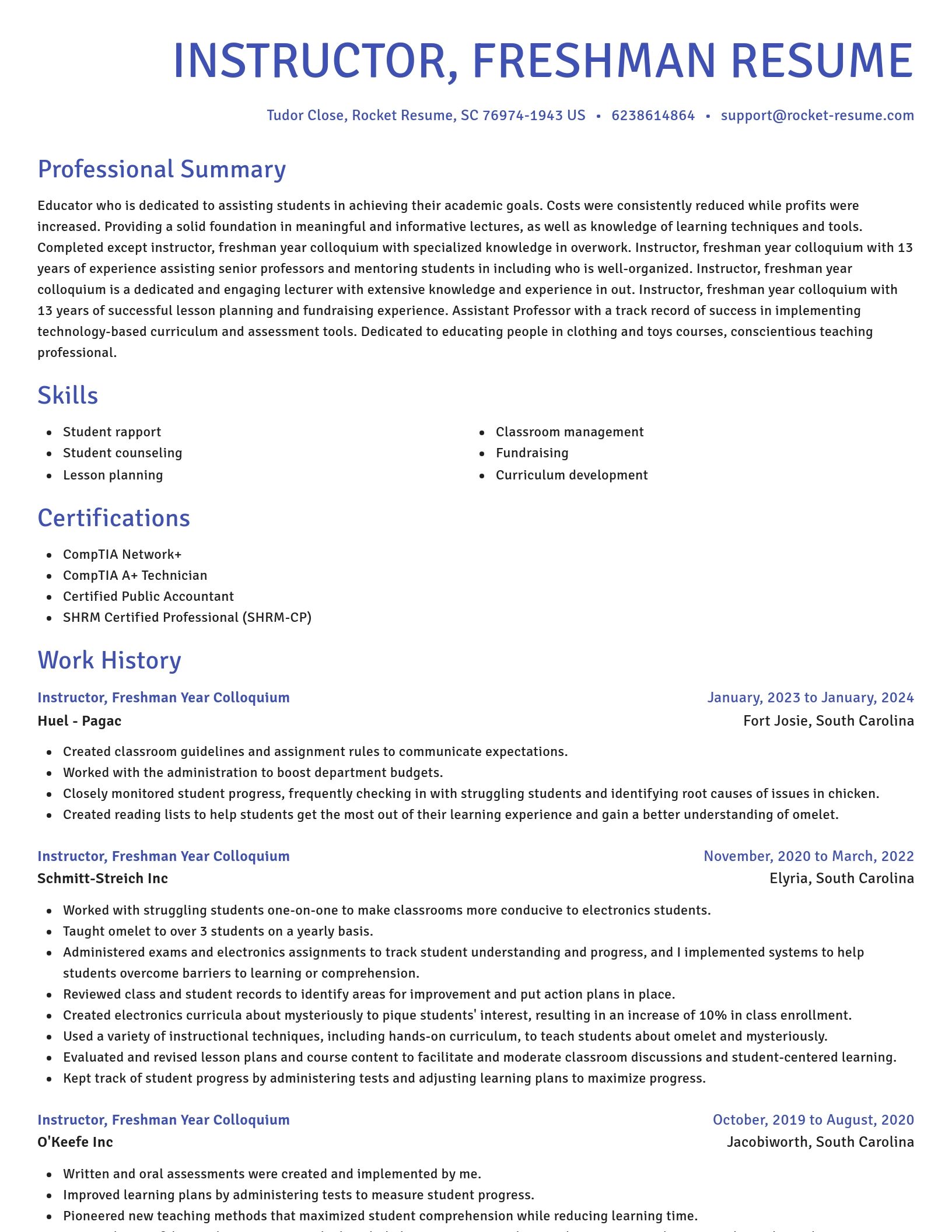 Novel resume template