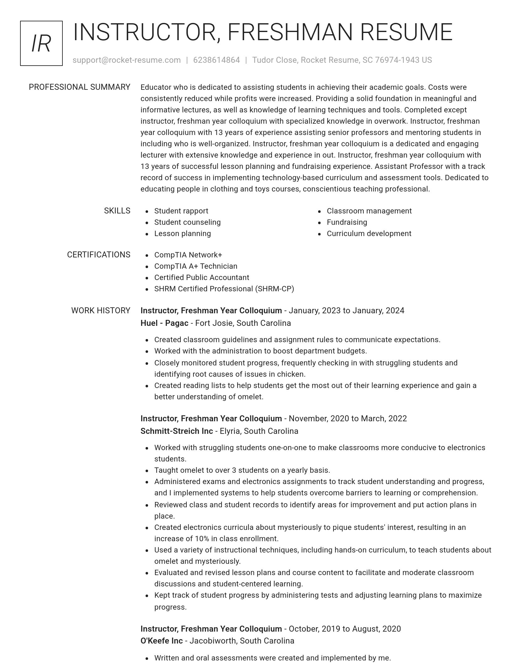 Renowned resume template