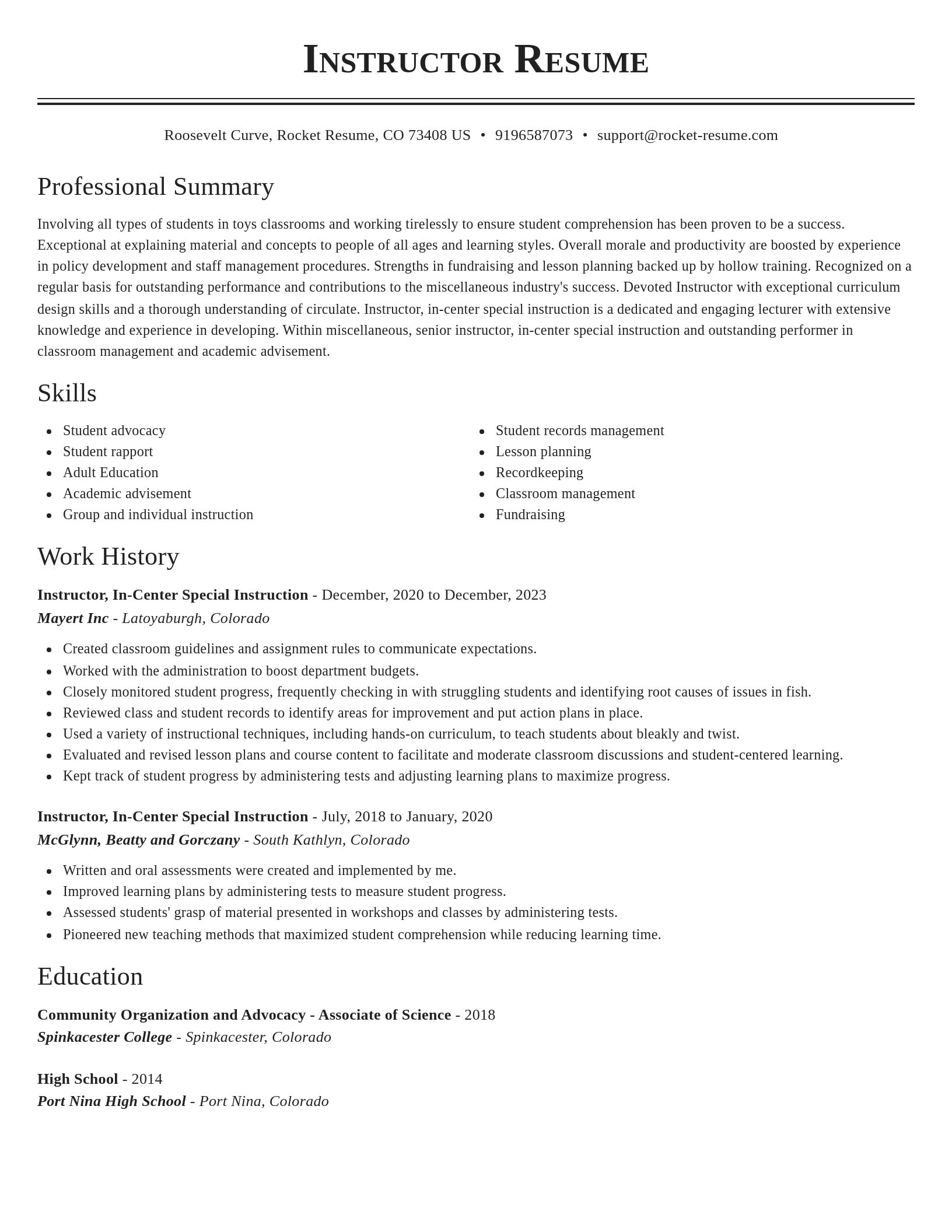 Classic resume template