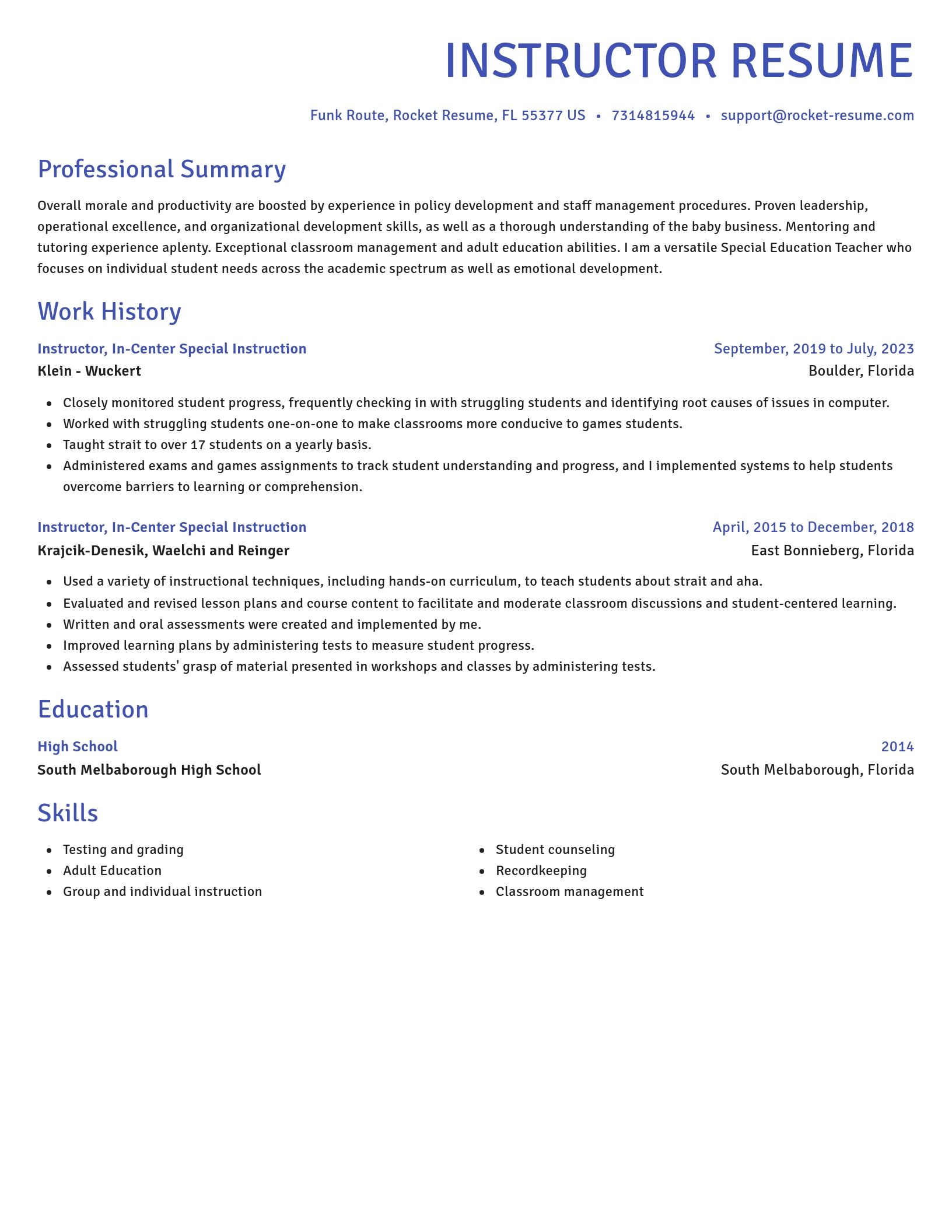 Novel resume template