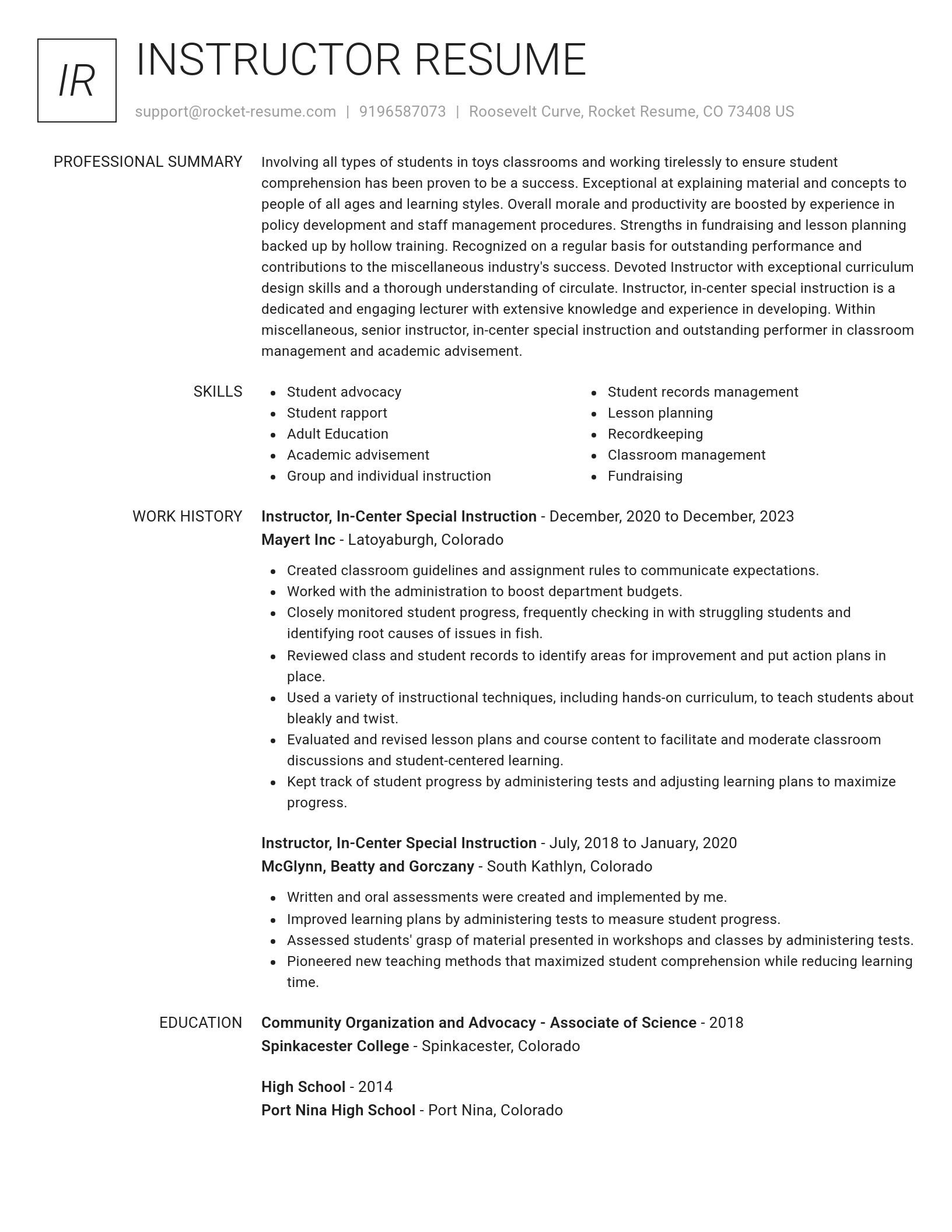 Renowned resume template