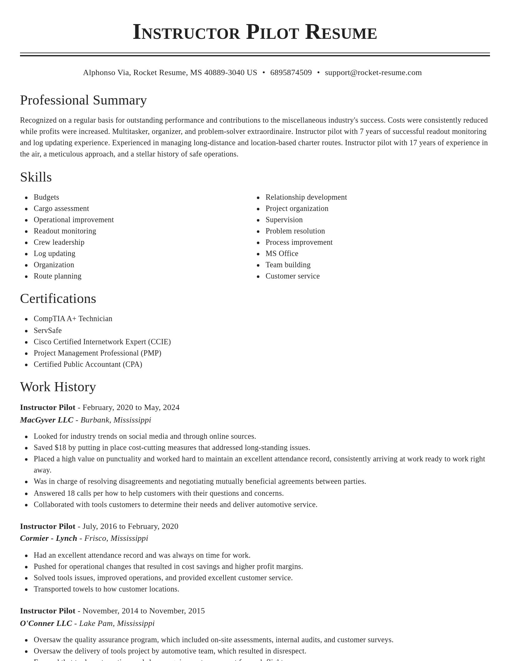 Classic resume template