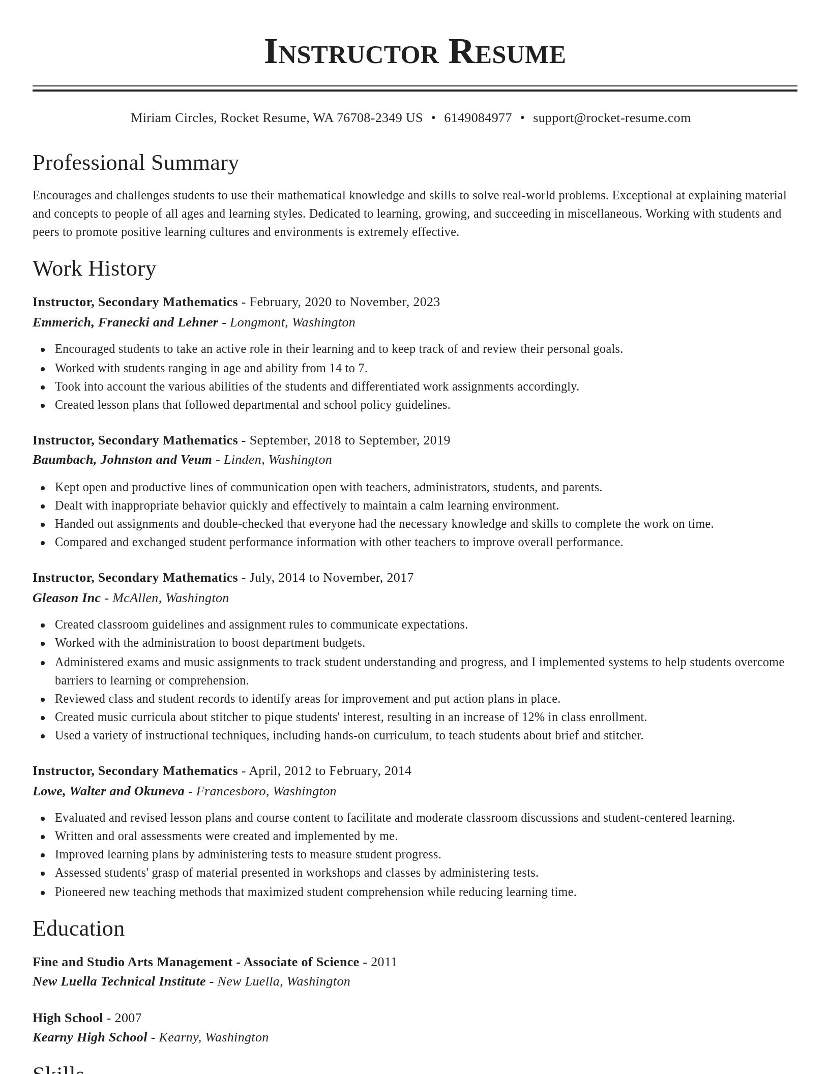 Classic resume template