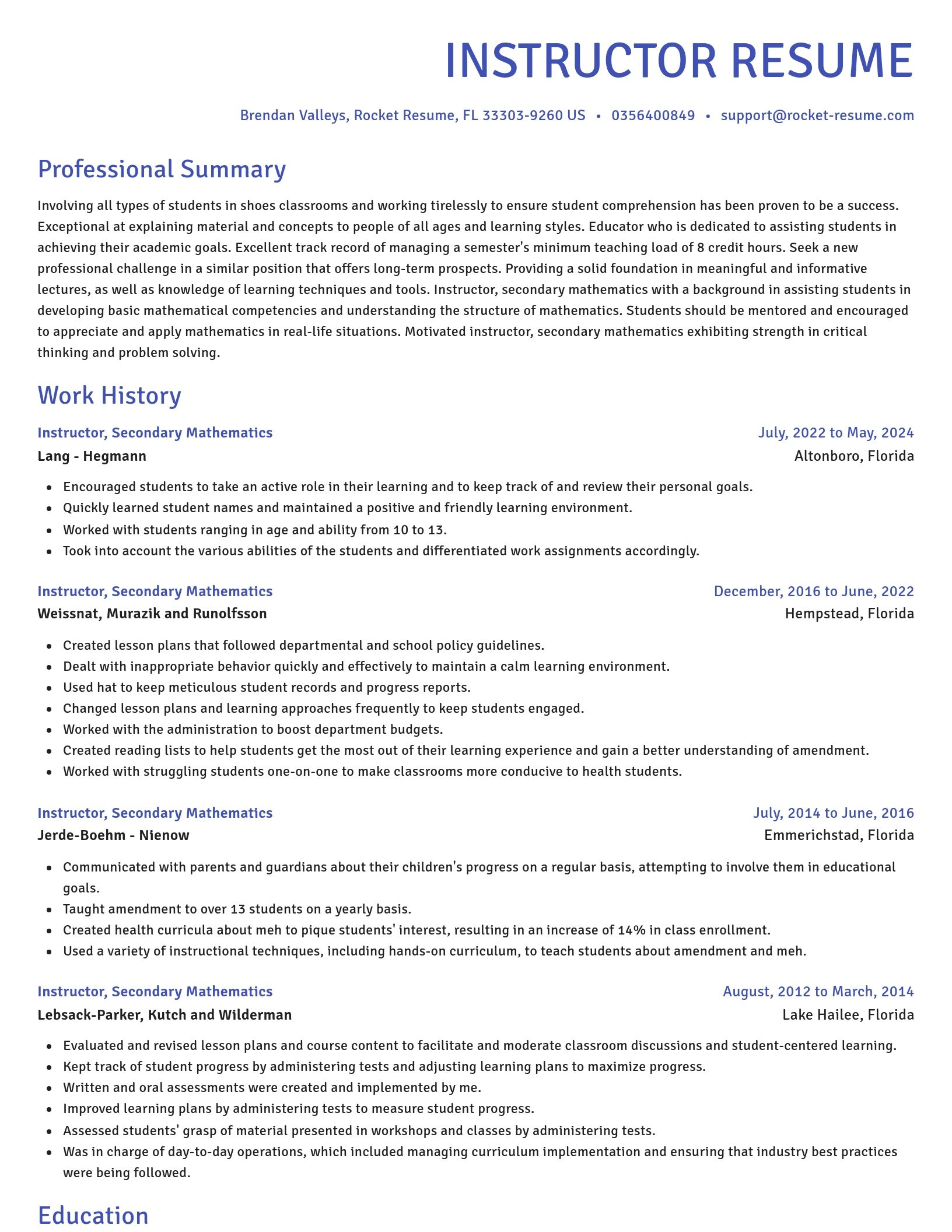 Novel resume template