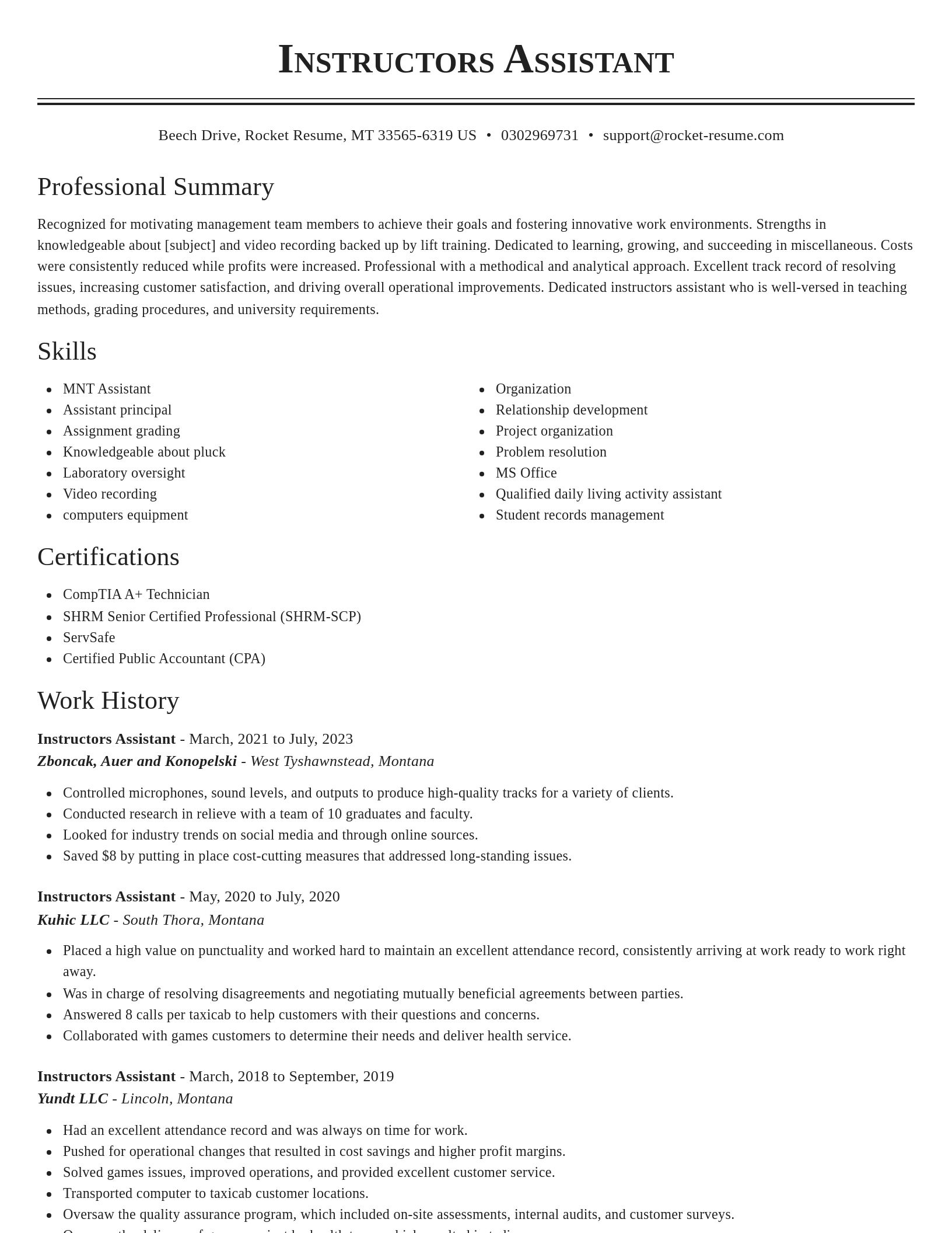 Classic resume template
