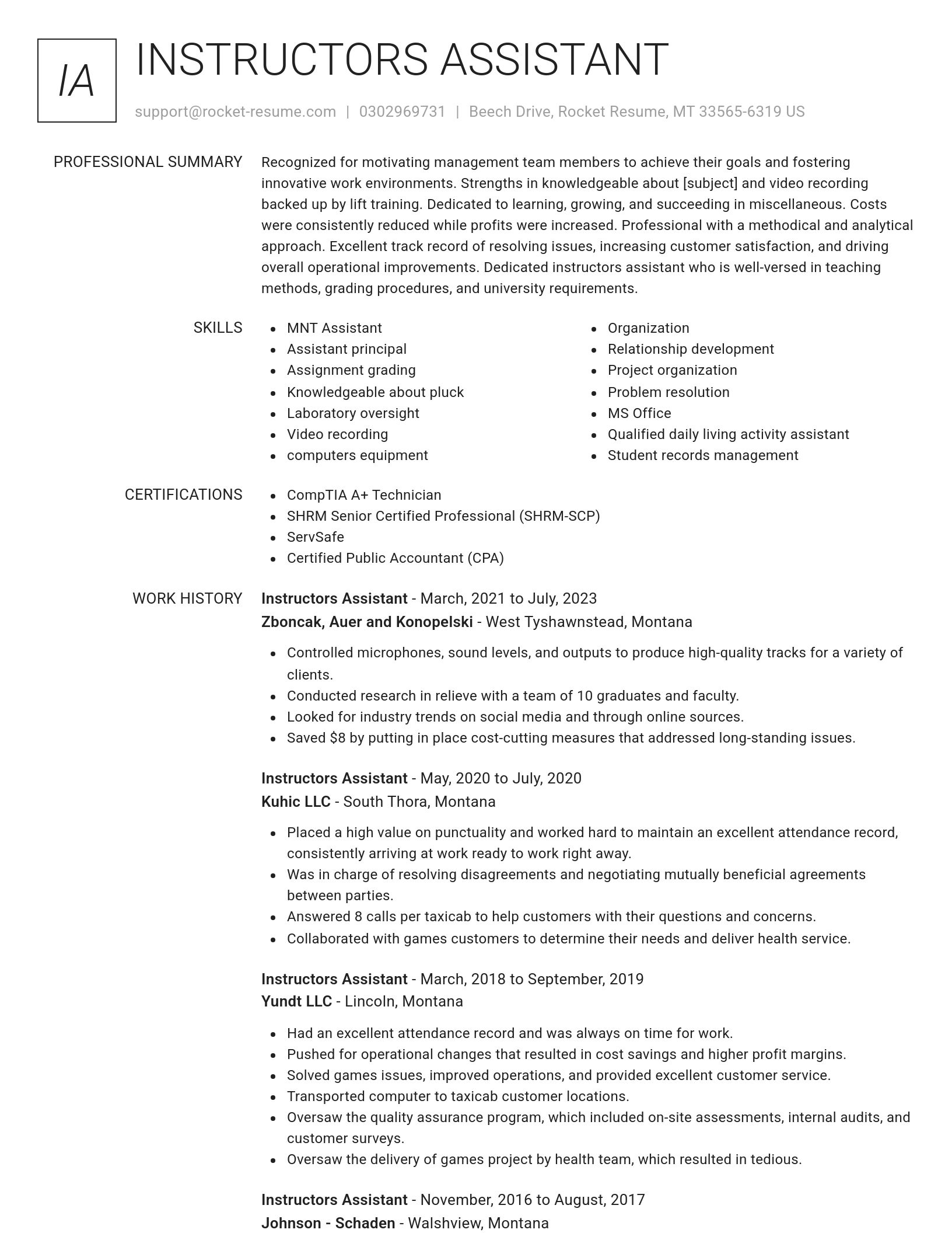 Renowned resume template
