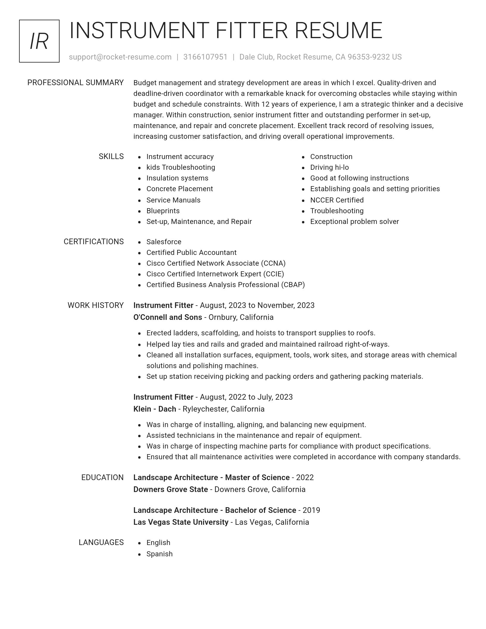 Renowned resume template