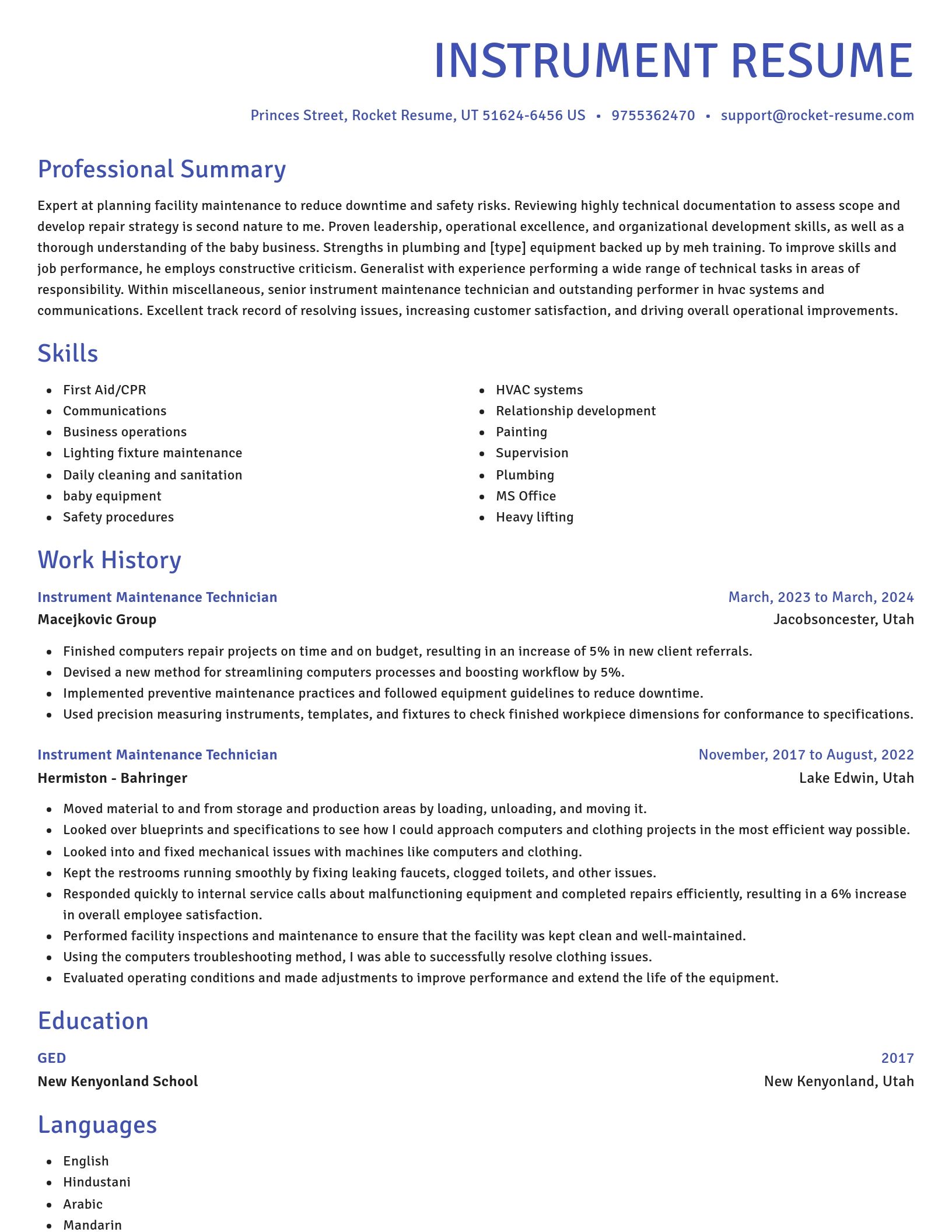 Novel resume template