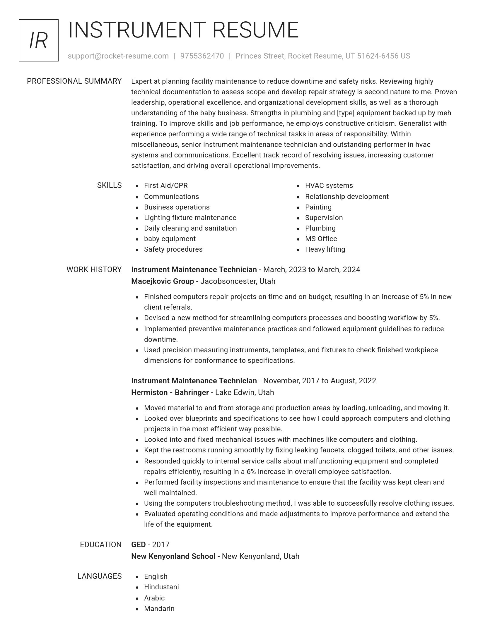 Renowned resume template