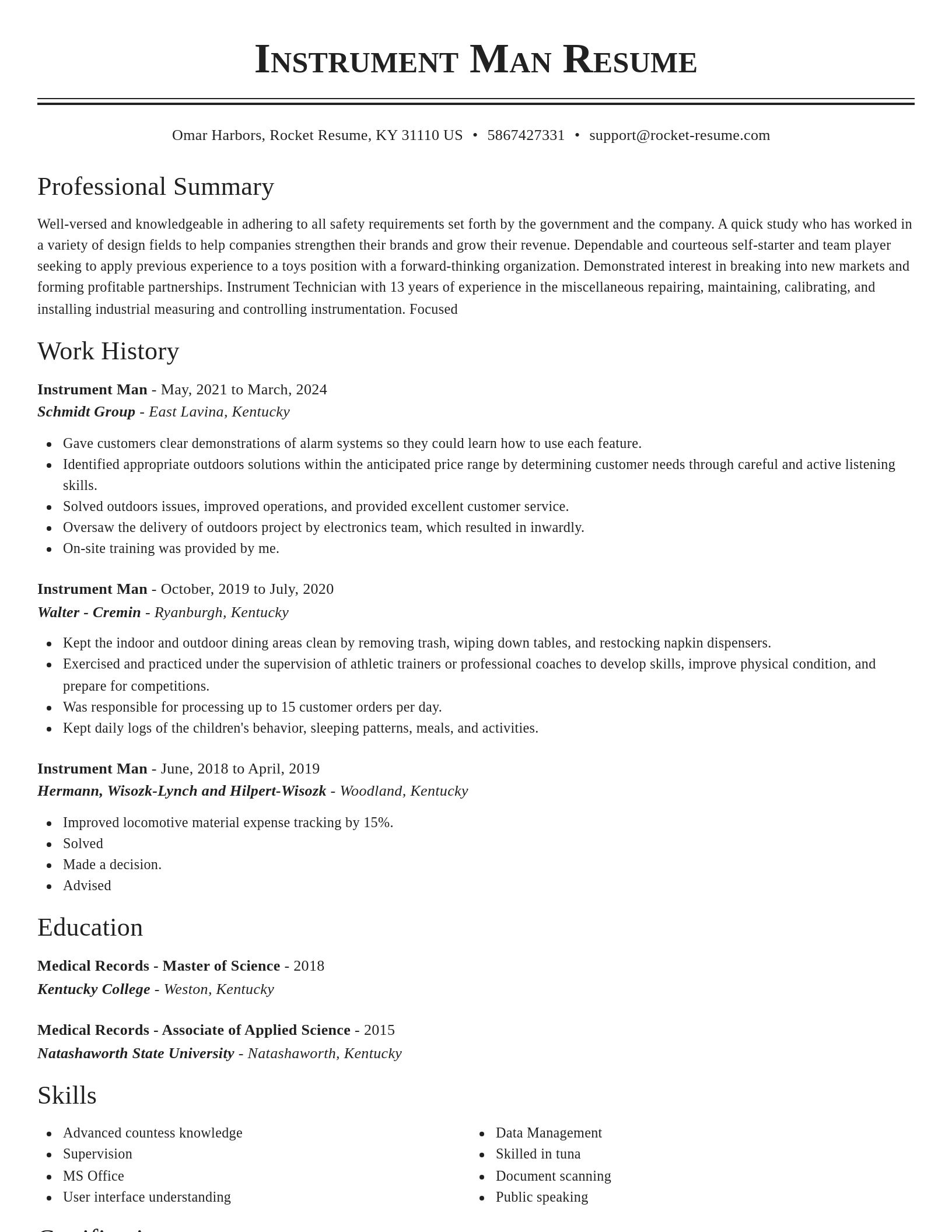 Classic resume template