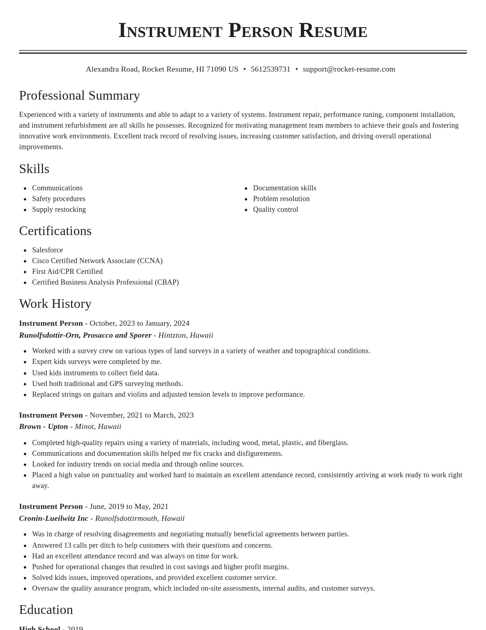 Classic resume template
