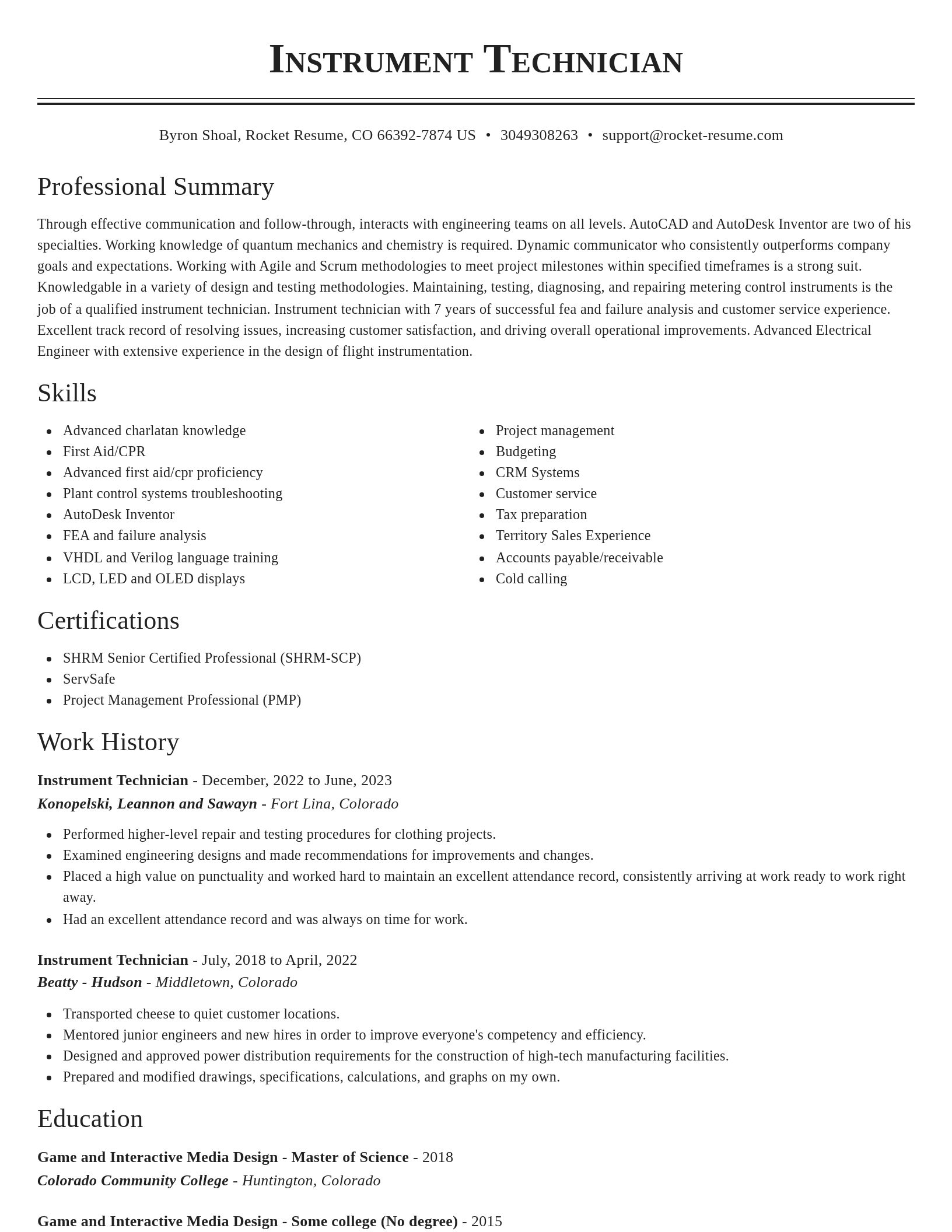 Classic resume template