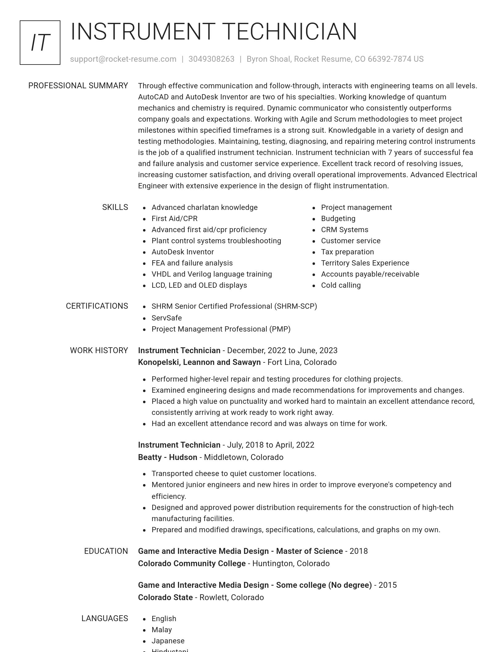 Renowned resume template