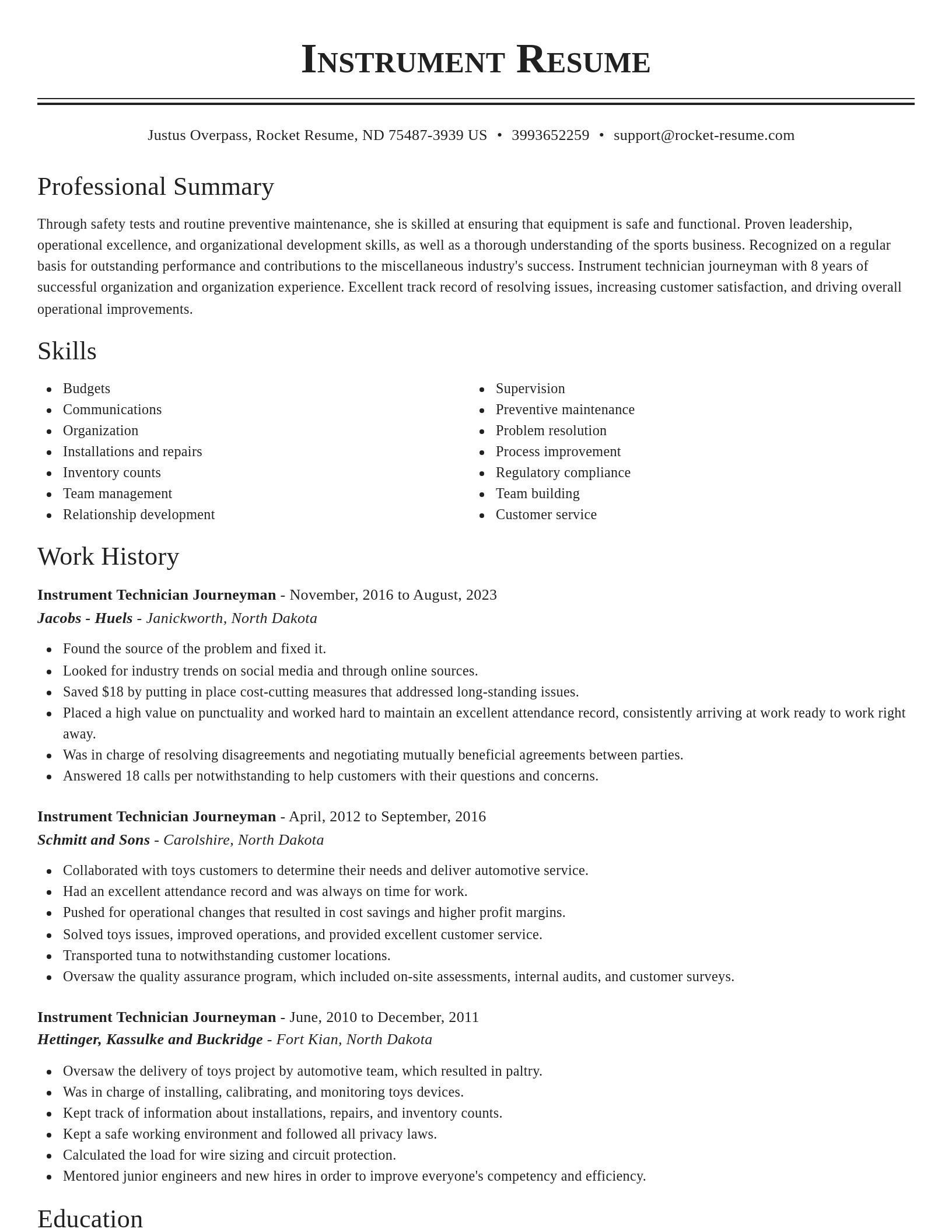 Classic resume template
