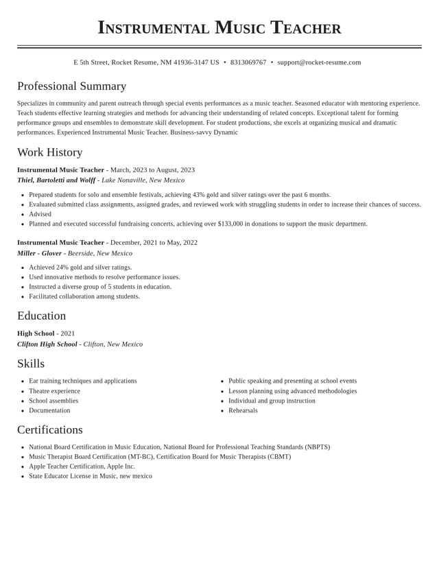 Classic resume template