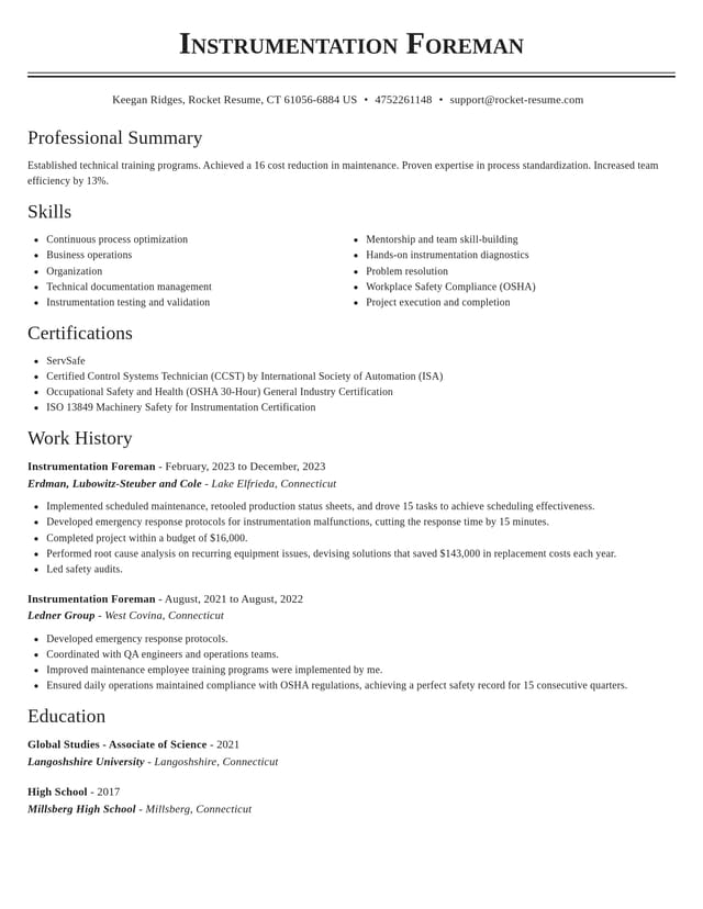 Classic resume template