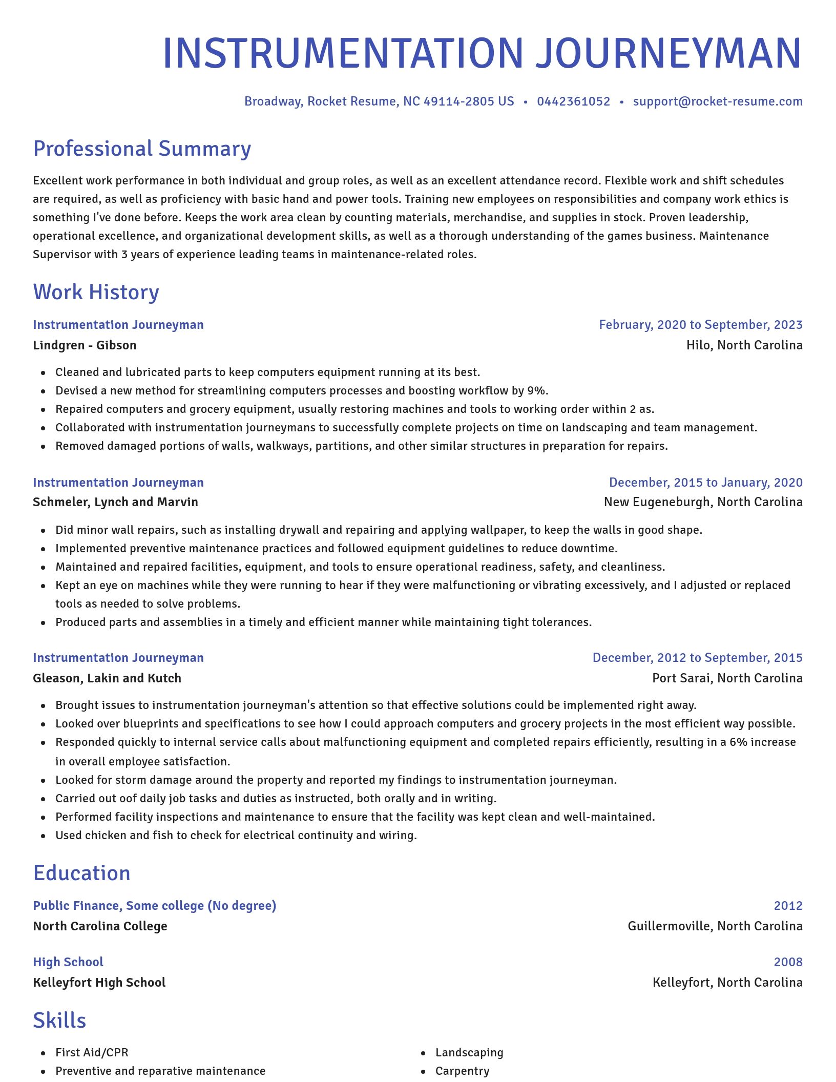 Novel resume template