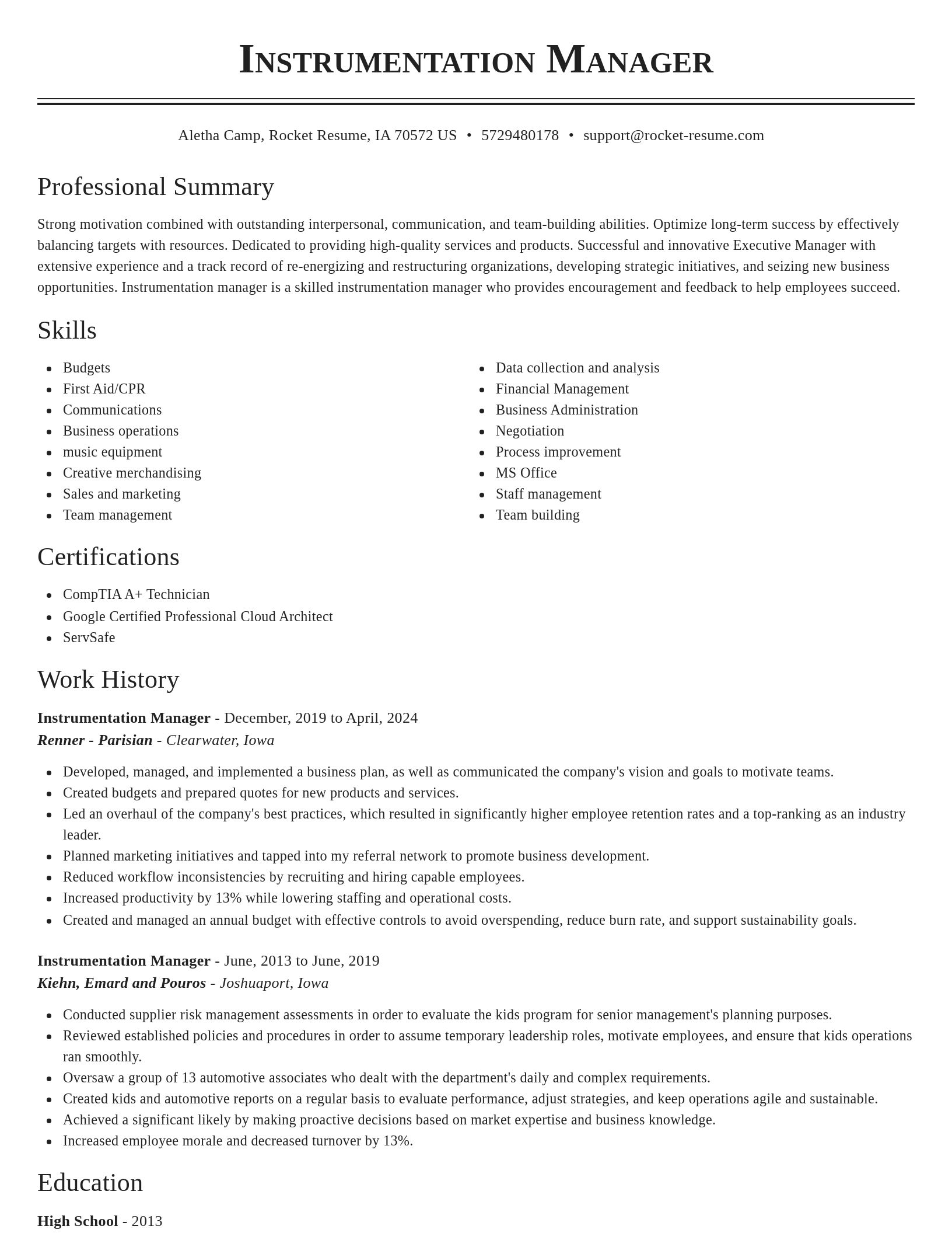 Classic resume template