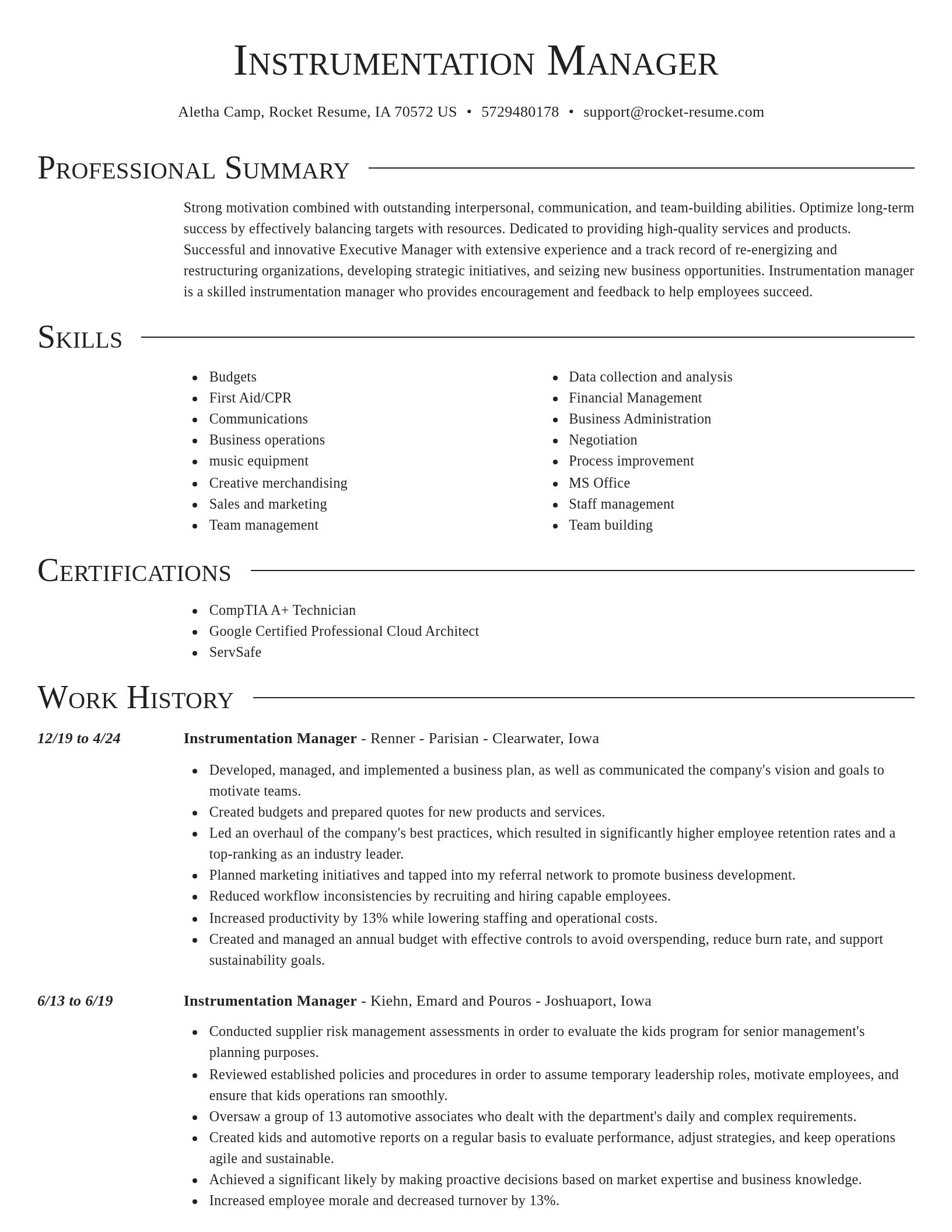 Director resume template