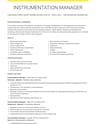 Instrumentation Manager resume template